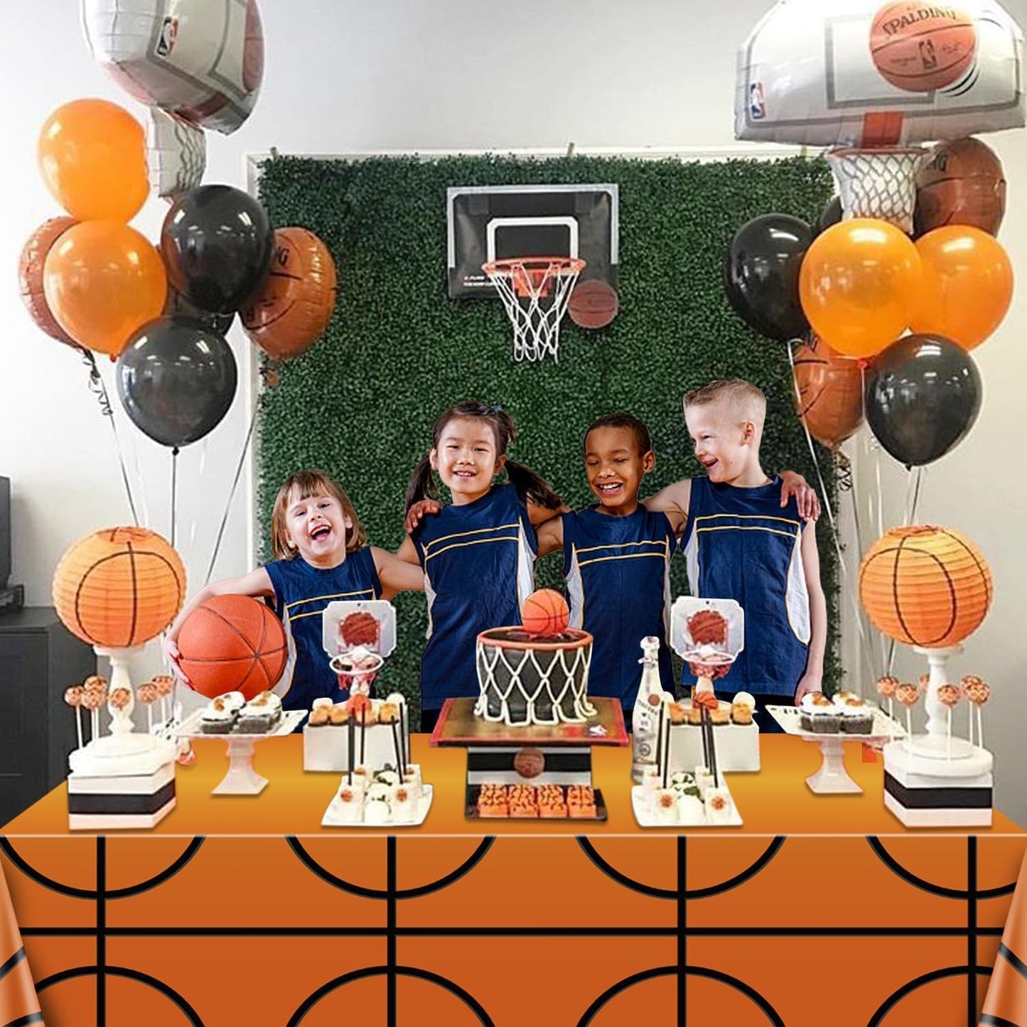 APUXXJUPA 4 Pcs Sports Themed Party Tablecloths, Soccer Baseball Basketball Football Table Covers