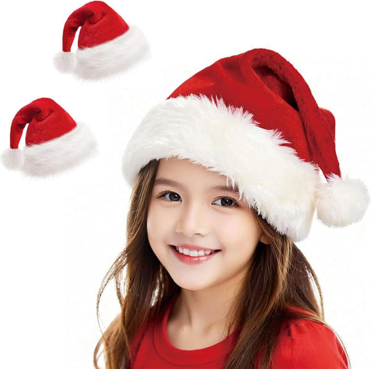 Christmas Hat for Kids,Santa Hat Xmas Hat Velvet Comfort Thicken Fur Holiday Hat