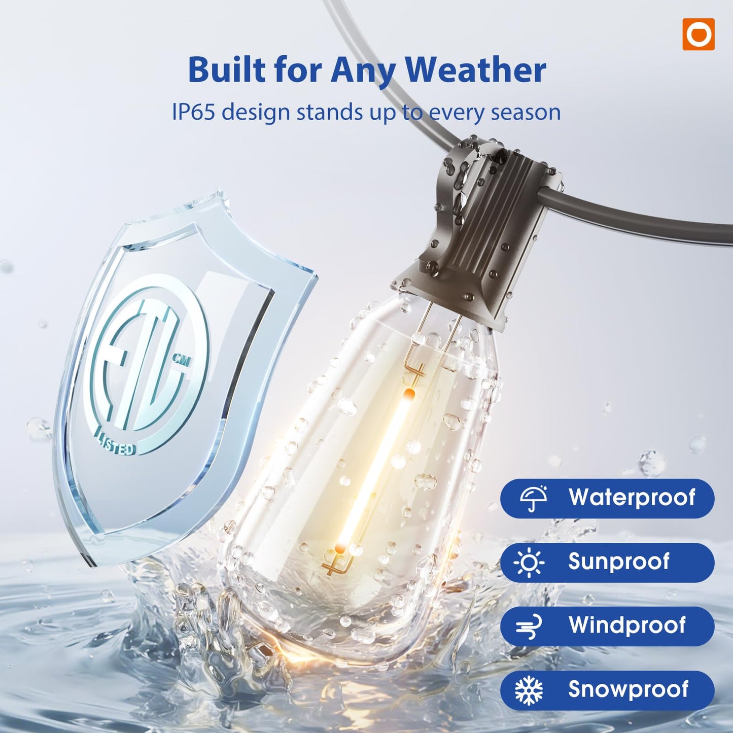 addlon 100FT Outdoor String Lights ST38 LED with Remote Waterproof Dimmable