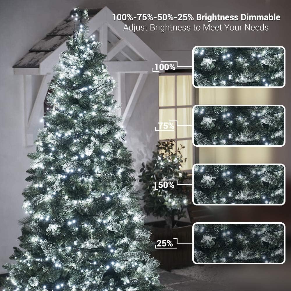 BrizLabs Color Changing Christmas Lights, 180ft 500 LED with Remote, 11 Modes Cool White & Colored Outdoor/Indoor Xmas Tree Lights