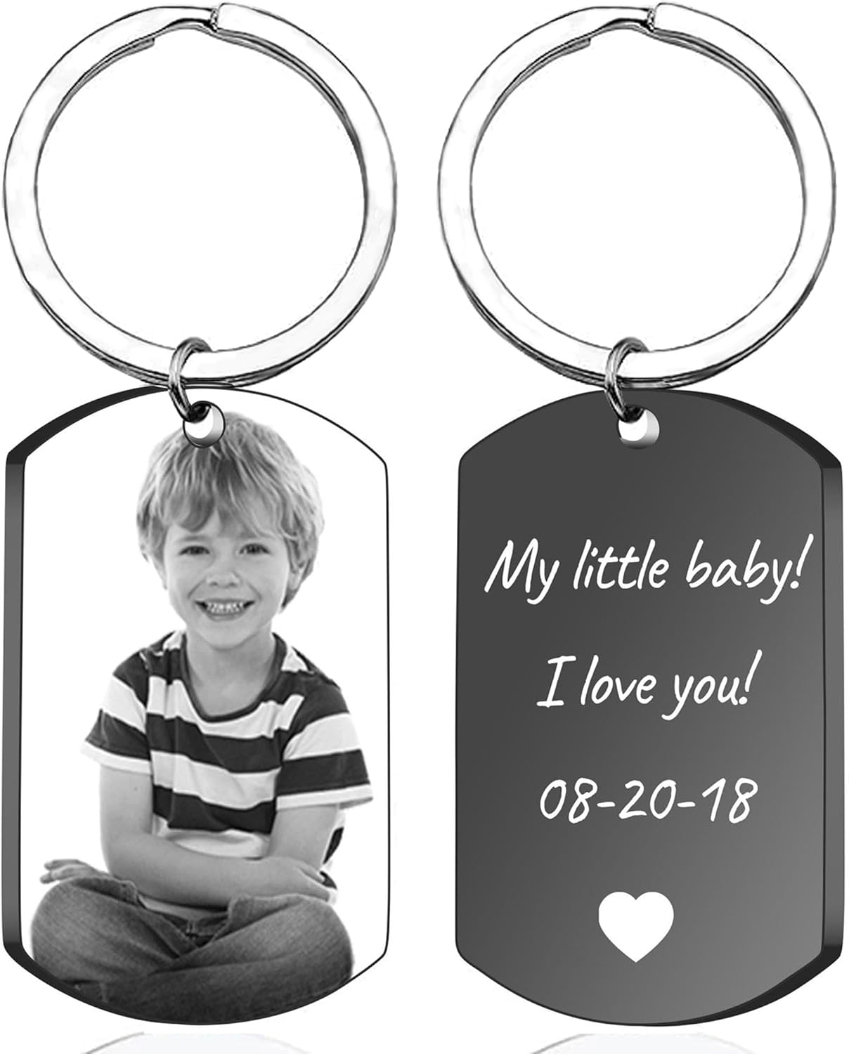 Personalized Double-sided Photo Text+Icons Keychain Drive Safe Boy Girlfriend Pet Memorial Anniversary Custom Keychain Gifts