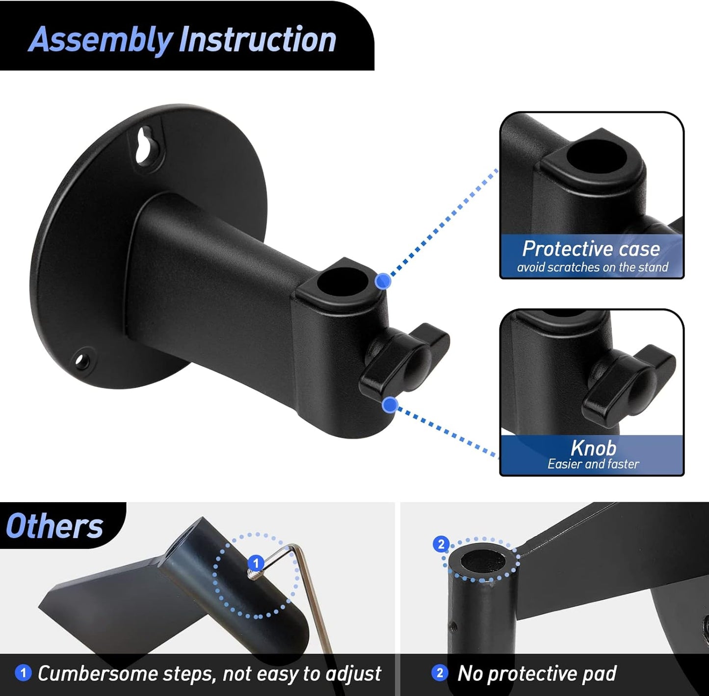 Microphone Wall Mount Boom Arm - Microphone Wall Mount for Mic holder，Horizontal Mounting Wall，Space Saving Desktop Metal Mic Stand Clamp by SUNMON