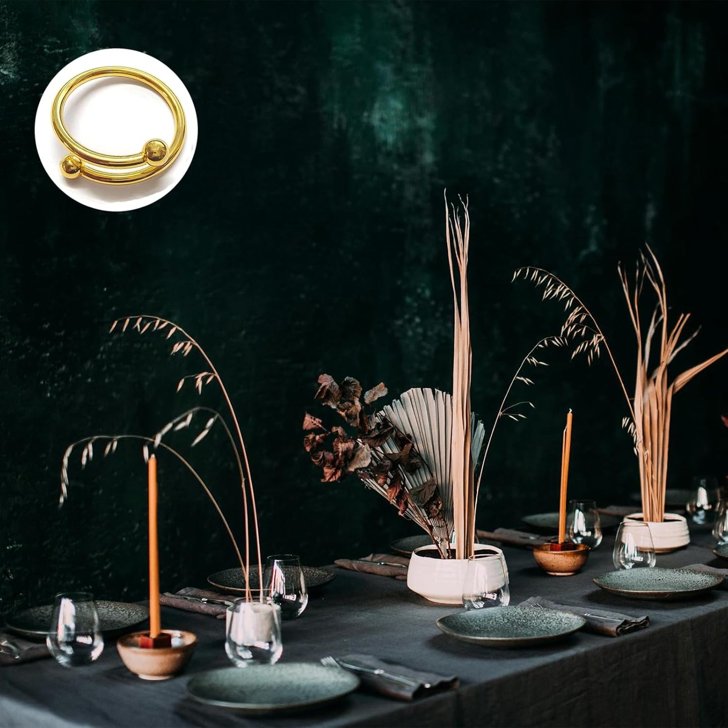 8 Pcs Gold Napkin Rings - Round Napkin Ring,Stainless Steel Napkin Rings,Metal Napkin Ring for Table Settings Wedding Christmas Party Dinner Table(Spring Type)