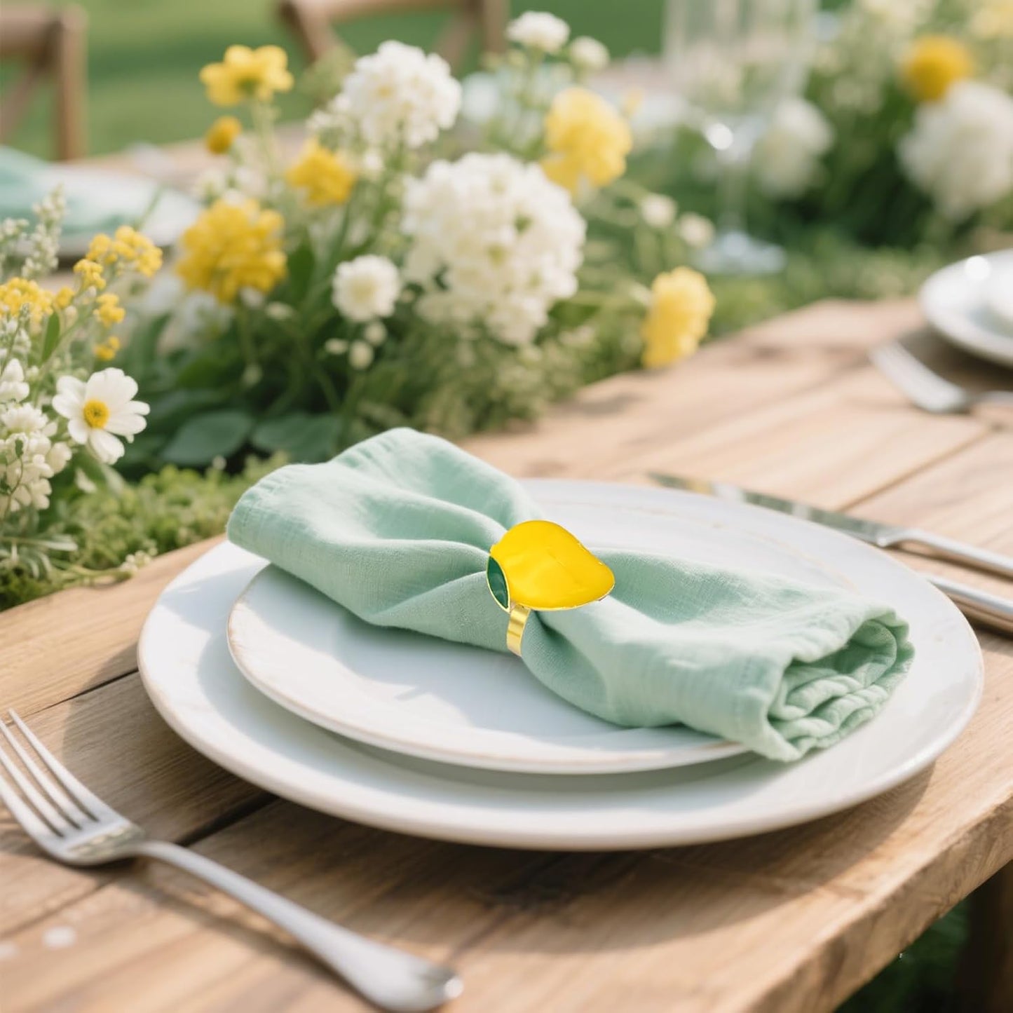 Napkin Rings Set of 6 Yellow Lemon Napkin Rings for Napkins,Gold Napkin Holders for Cloth Napkins,Rustic Napkin Ring Farmhouse Dining Table Decor,Fall Napkin Ring Holders for Garden Parties