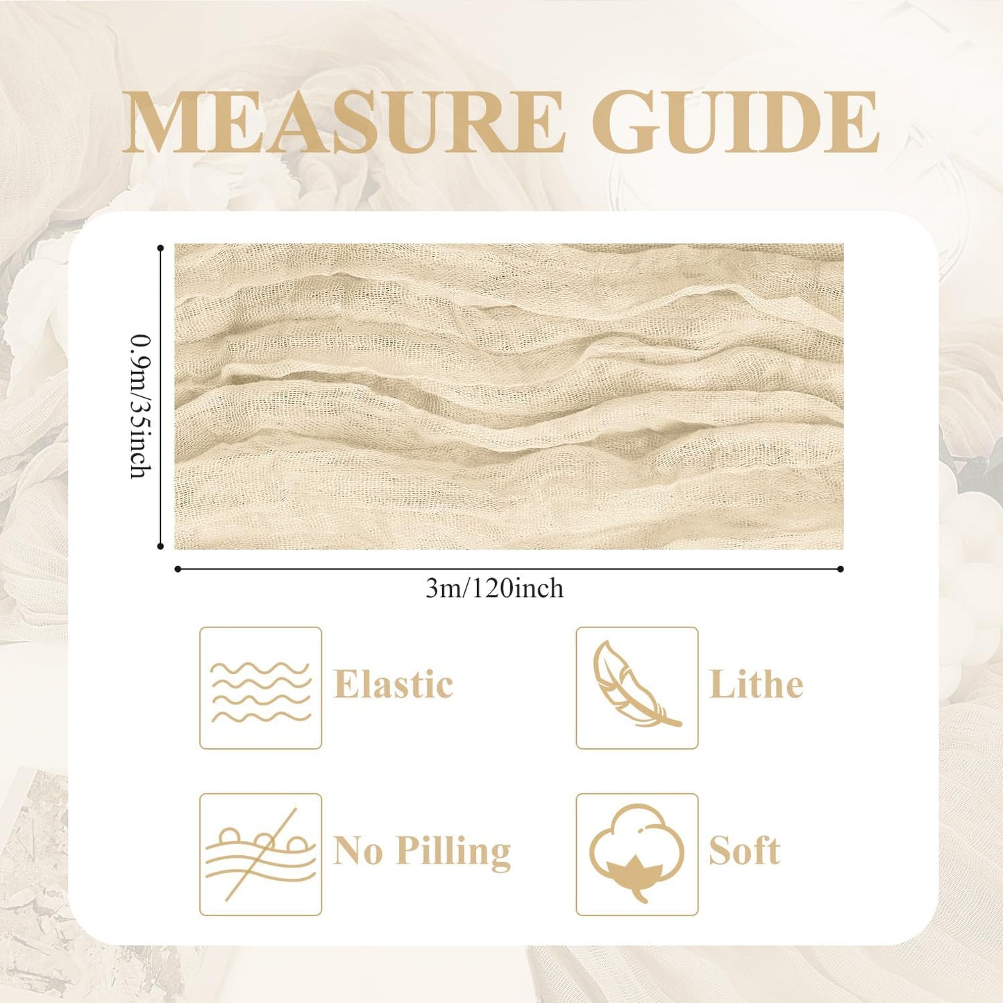 Asee'm Cheesecloth Table Runner 120 Inches Long Beige Boho Gauze Cheese Cloth Runner 10FT Rustic Sheer Fall Table Runners for Thanksgiving Christmas Wedding Party Baby Shower Decoration