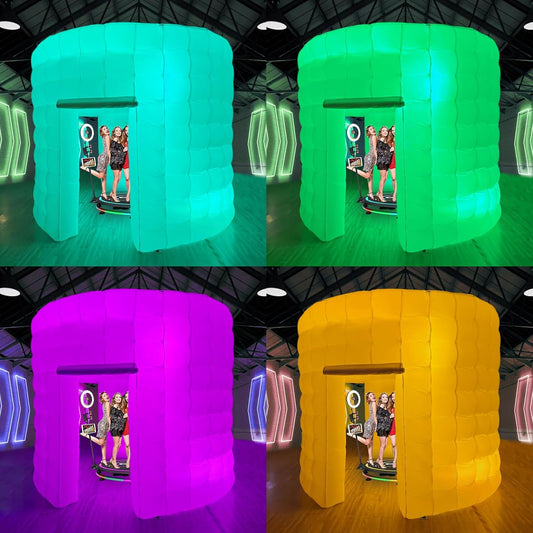 CZGBRO Inflatable Photo Booth, Portable Photo Booth Enclosure Tent for Weddings Parties Events Birthday Shows Bars, 8 Pieces of Inflatable Props(White, 10'x10'x9', 2 Doors)