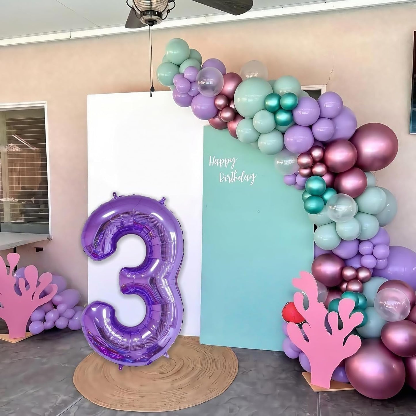 Purple 5 Balloon Number,40 Inch Number 5 Balloon Big Purple 5 Foil Mylar Helium Balloon for Birthday Party Decorations