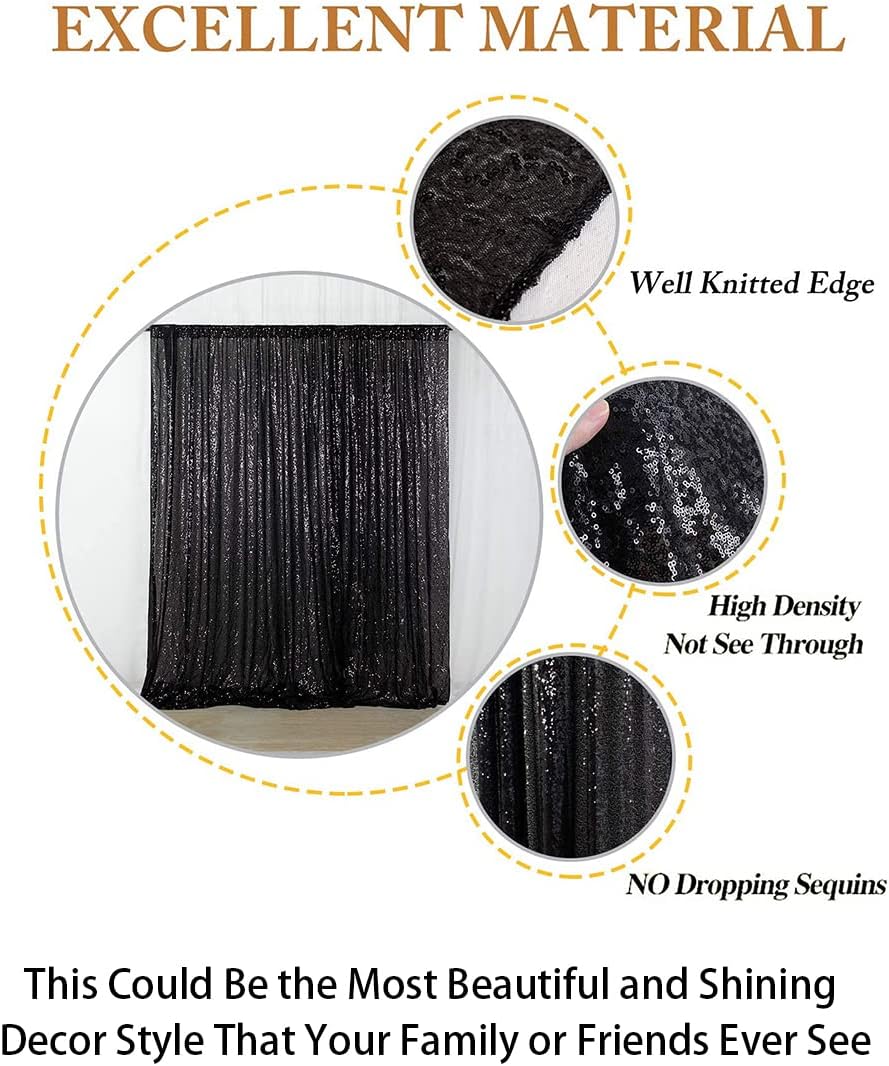 ShinyBeauty Sequin Backdrop- 5FTx10FT-Black-Sequin Photo Backdrop,Photo Booth Background,Sequence Christmas Backdrop Curtain