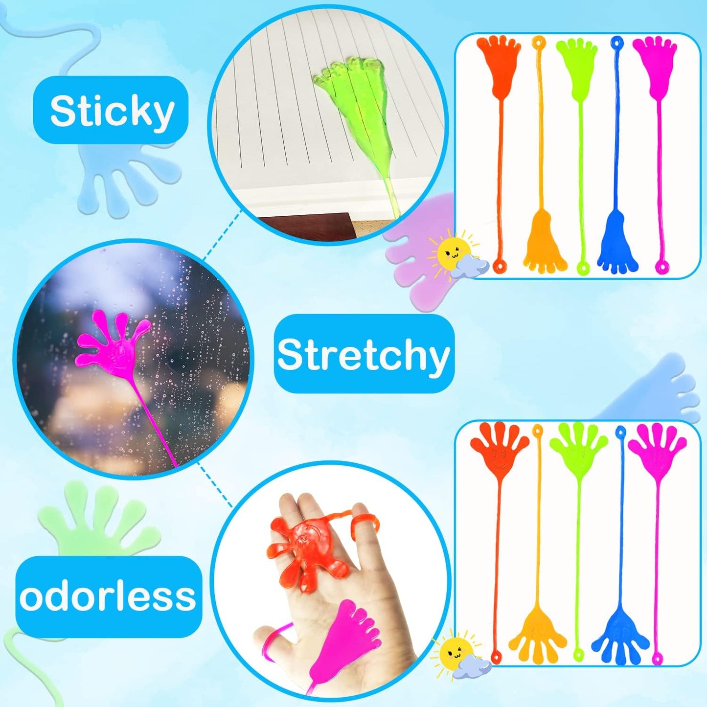 Halloween Large Sticky Hands & Feet Party Favors Supplies for Toddlers (20 PCS), Pinata Goodie Bag Stuffer Fillers for Kids,School Student Non Candy Treats Treasure Box Prizes Toy Gifts for Boys Girls