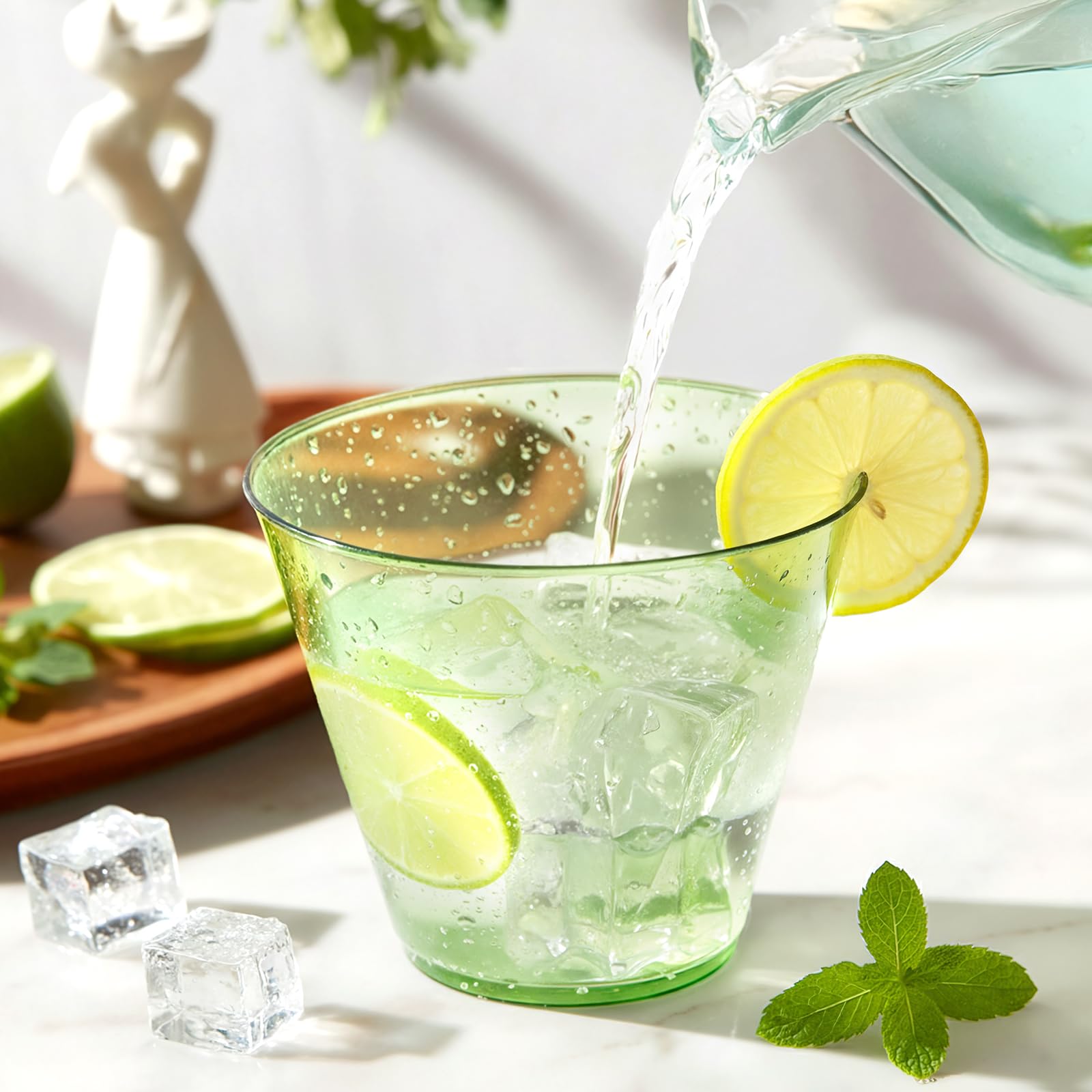 Glowserve 9 OZ Green Disposable Plastic Cups Cocktail Cup 50 Pack