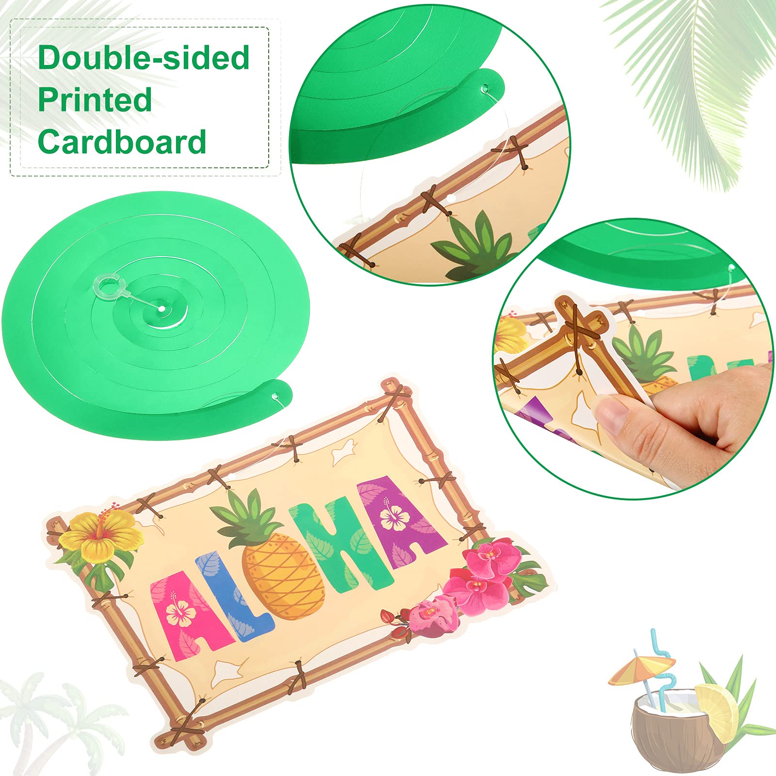 Outus 30 Pcs Hawaiian Luau Party Hanging Swirls Tropical Decor,Summer