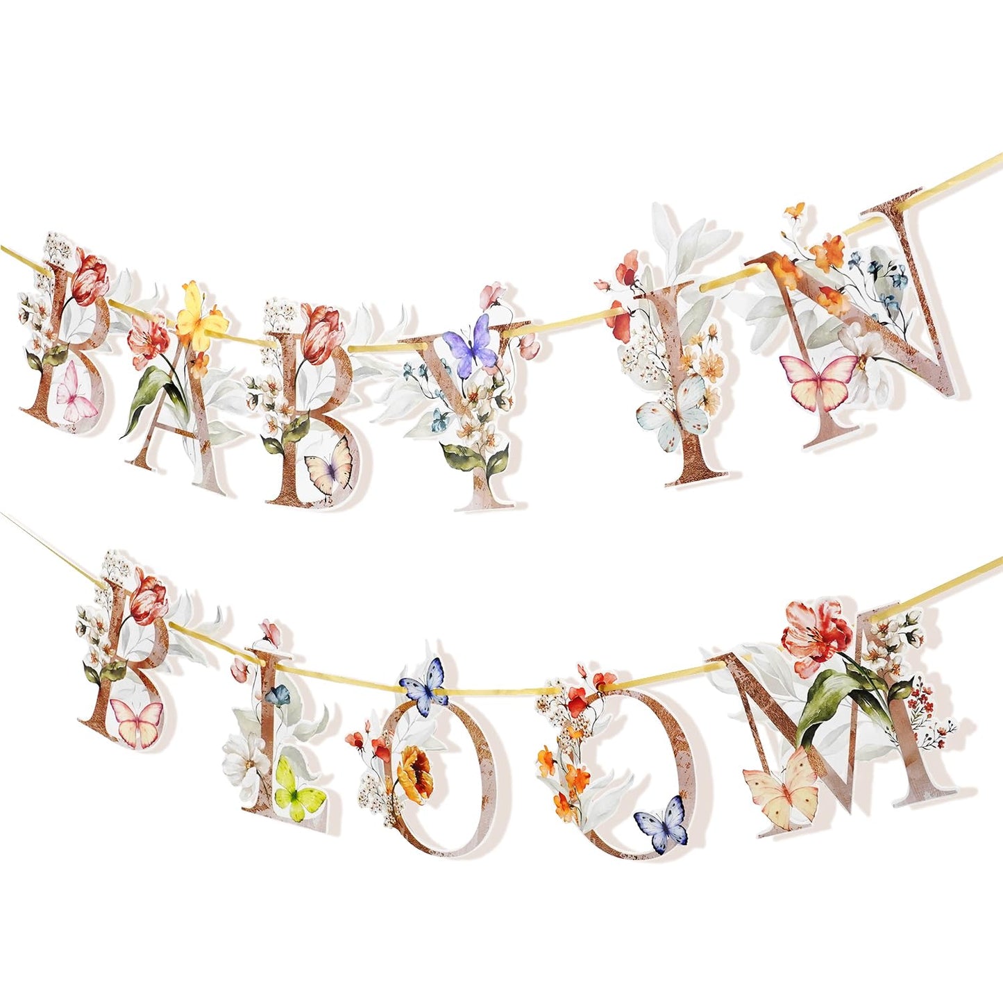 Flower Butterfly Baby in Bloom Banner, Floral Baby Shower Sign