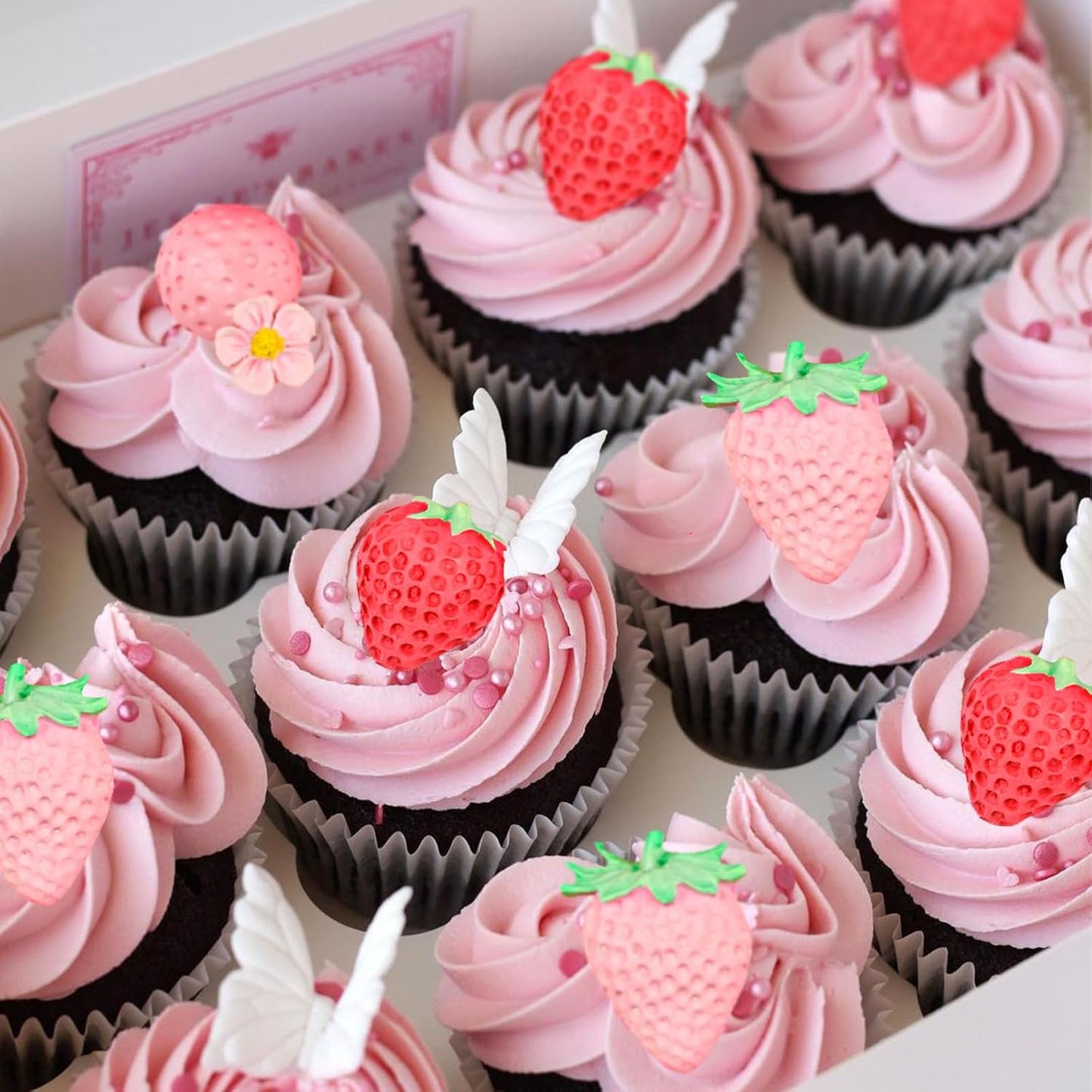 5PCS Strawberry Silicone Molds, 3D Chocolate Fondant Fruit Mold Set for Cake Decoration, Candy, Jelly, Soap, Candle Making (Pink)