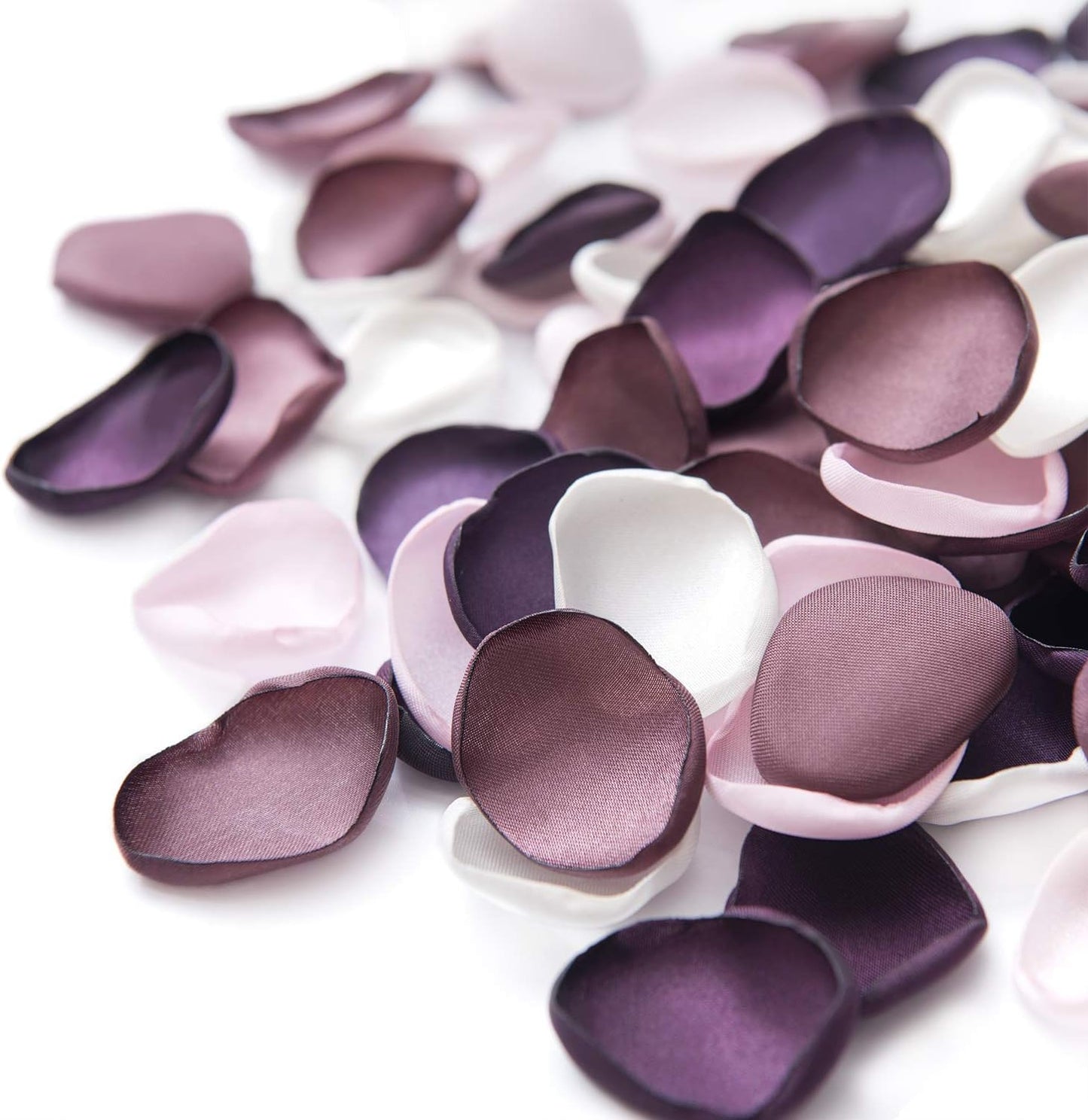 Ling's Moment Rose Petals, Silk Flower Petals for Wedding/Aisle/Flower Girl Baskets/Table Centerpiece Décor,etc.Purple Plum White 200pcs