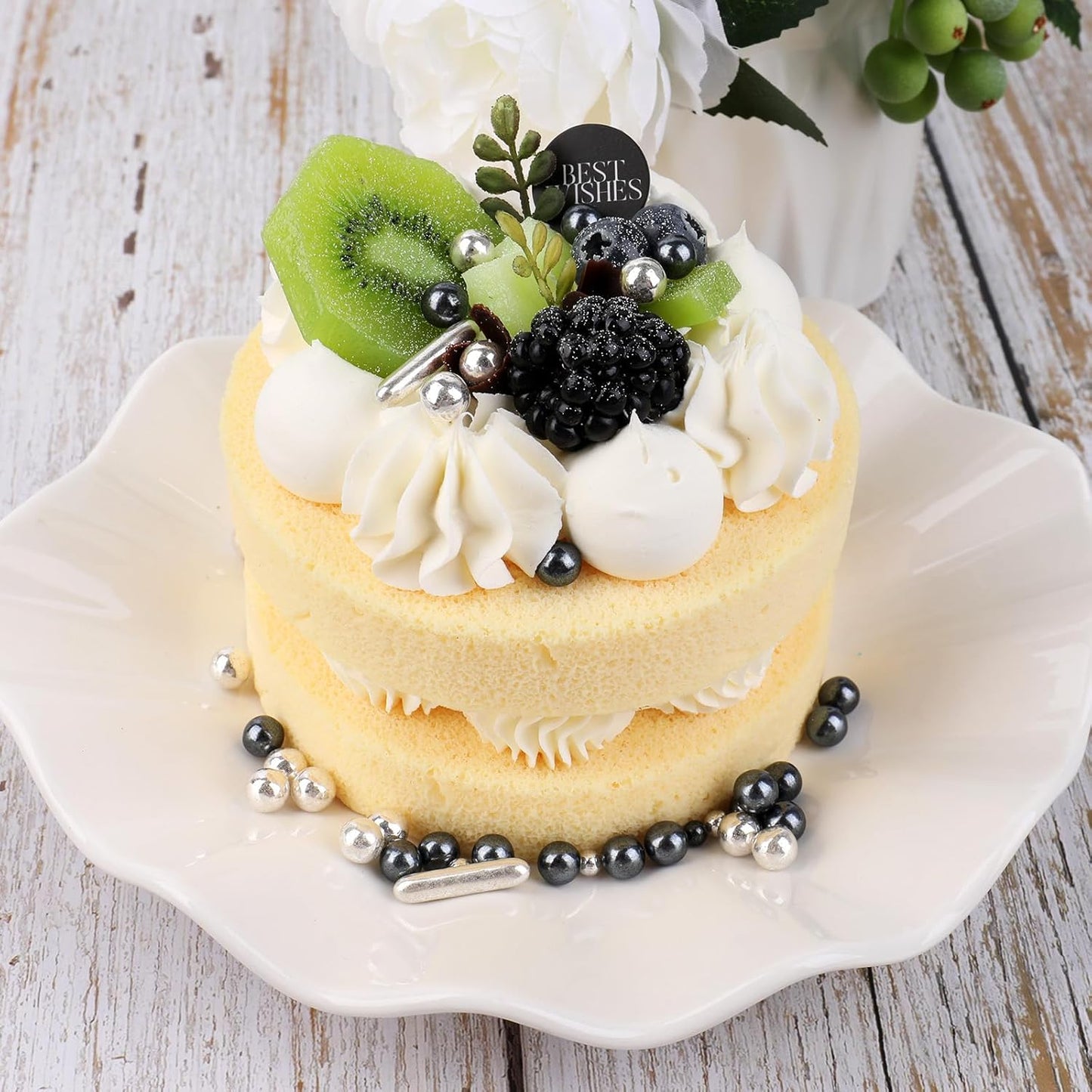 Sprinkles for Cake Decorating, 11Oz 6 Colors Gold Silver White Black Pearl Sprinkles Mix for Cake Cupcake Ice Cream Donuts Cookie Baking Toppings