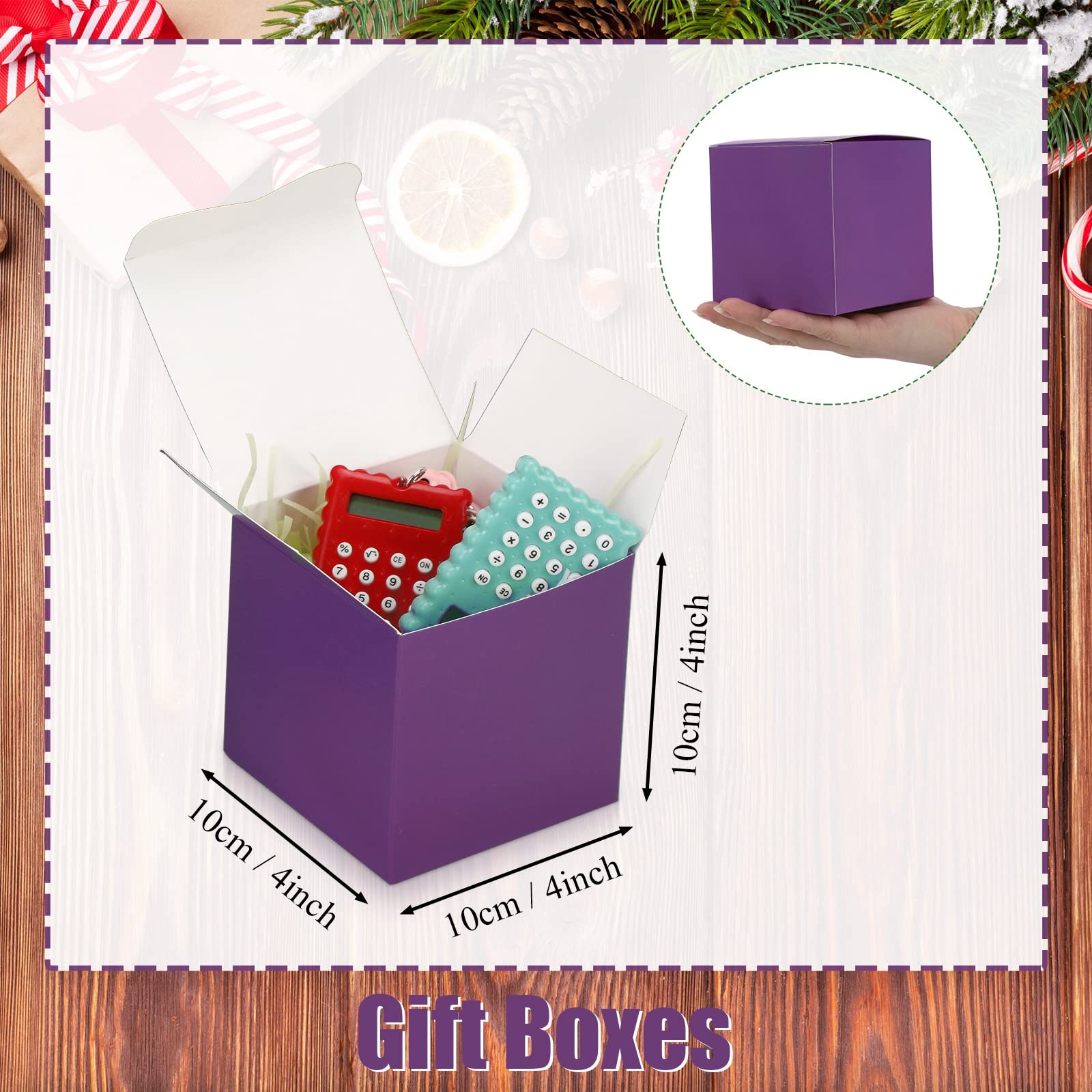 Zhehao 48 Pack Small Gift Boxes Bulk 4 x 4 x 4 Inch Colorful Kraft Paper Cube Boxes Holiday Easy