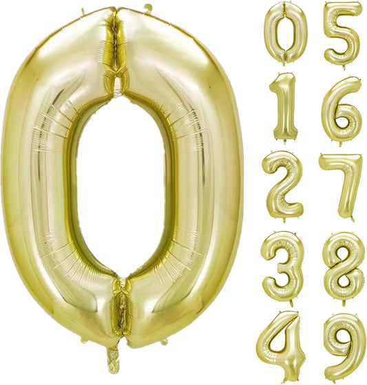 40 Inch Numbers 0 Light Gold Large Balloon Digital 0 for Birthday Party, 0-9 Birthday Party Decorations,Foil Mylar Big Number 0 Wedding Graduations Photo Shoot Decorations(Number 0)