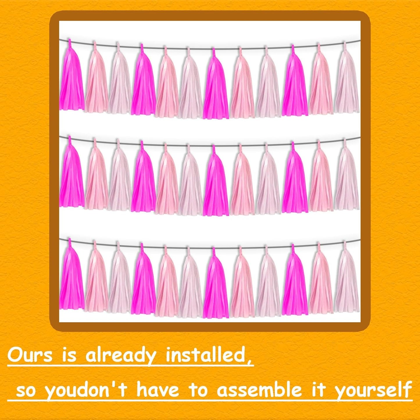 3P Maca-Rose Red Pink LightPink Metallic Fringe Banner Garland Foil Tinsel Streamer Backdrop Banners for Parties, Wall Hanging Curtain Parade Floats,Graduation Decorations, Wedding Party Decoration