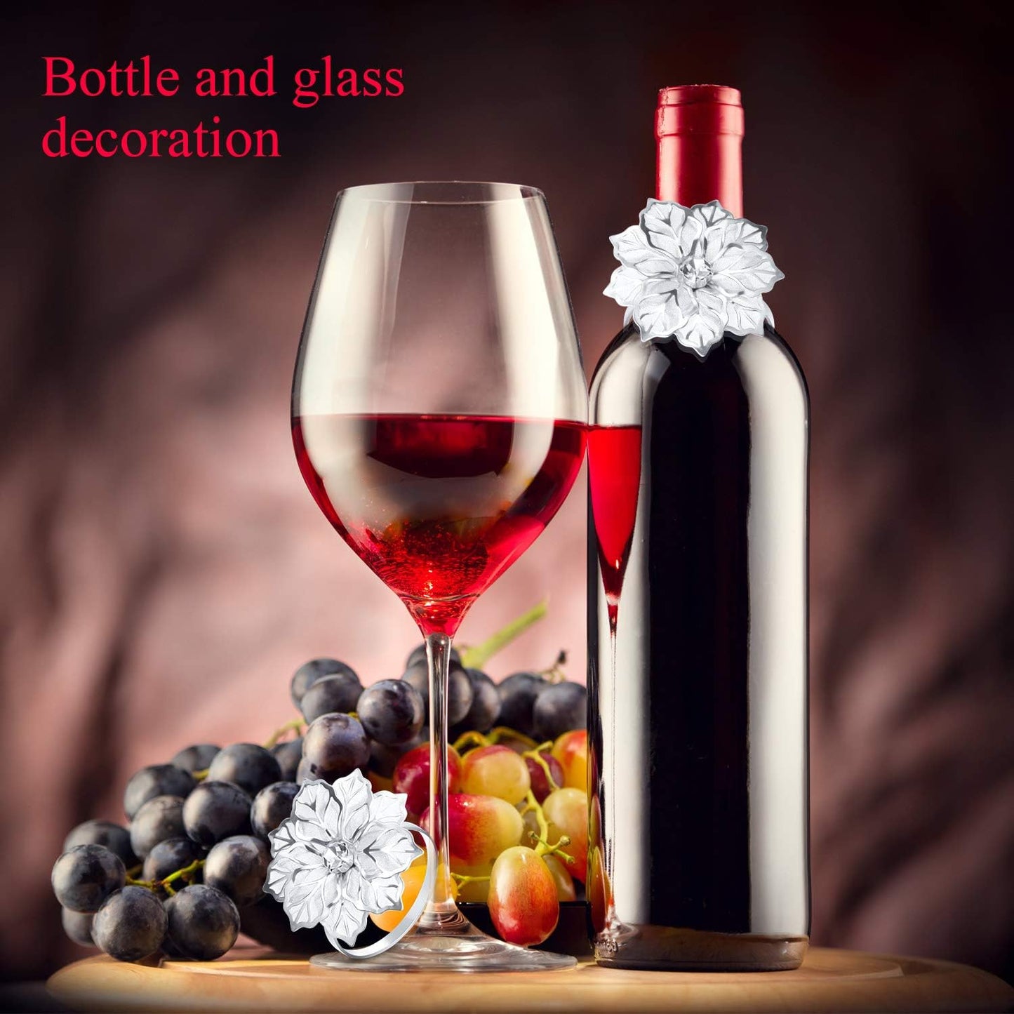 Hotop 12 Pcs Hollow Out Flower Napkin Rings Fall Napkin Ring Holder Metal Serviette Buckles Set for Dinner Thanksgiving Christmas Wedding Banquet Table Plates Decoration(Silver)