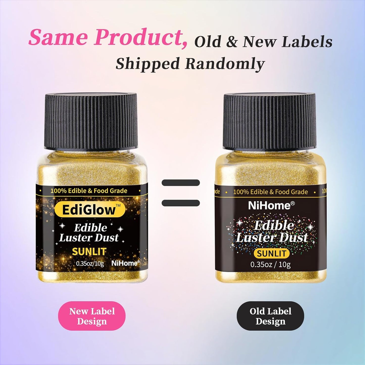 NiHome Edible Food-Grade Glitter Powder Glimmer Luster Dust Metallic Fancy Food Decorating Sprinkle Glimmery Dust for Drink Wine Beverage Cake Bakery Vegan Allergen-Free (Fruit Green, 0.35oz/10g)