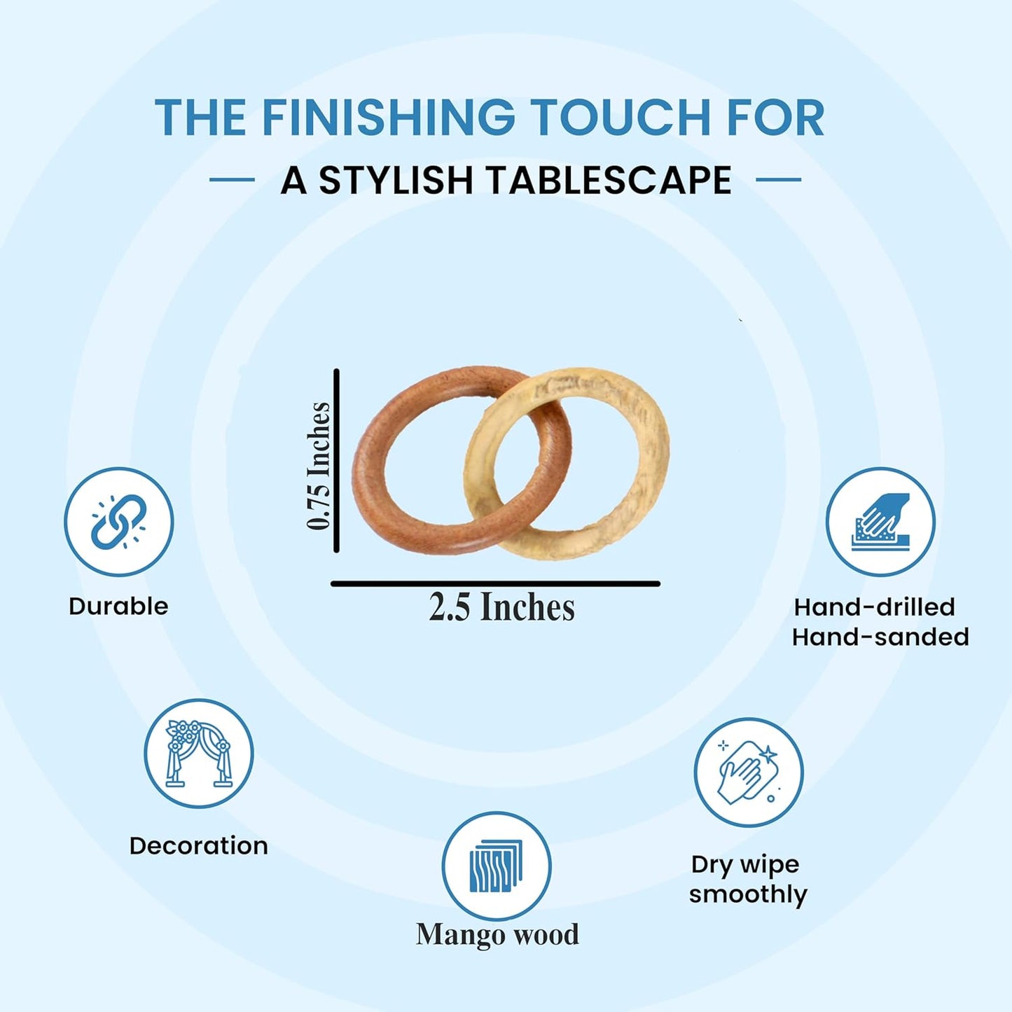 Farmhouse Napkin Ring Set of 12 - Wooden Napkin Holders for Dining Table, Everyday Use, Thanksgiving, Holiday, Christmas, Festive, Party, Gift, Décor (Shades of Brown) - CLEENTABLE