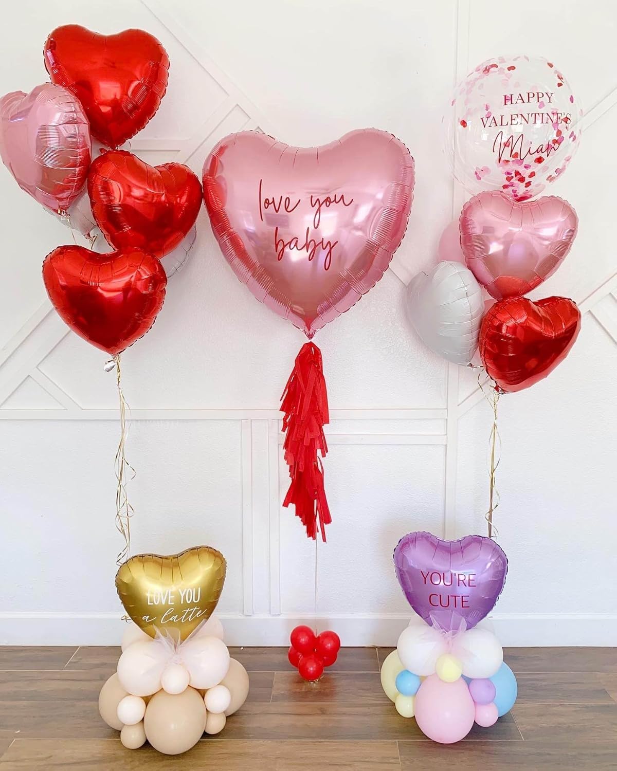 Red Heart Shaped balloons Pack of 12,18 Inch White Love Valentine Balloons Pink Heart Romantic Balloons For Valentines Day Propose Marriage Wedding Bridal Shower Engagement Party Decorations