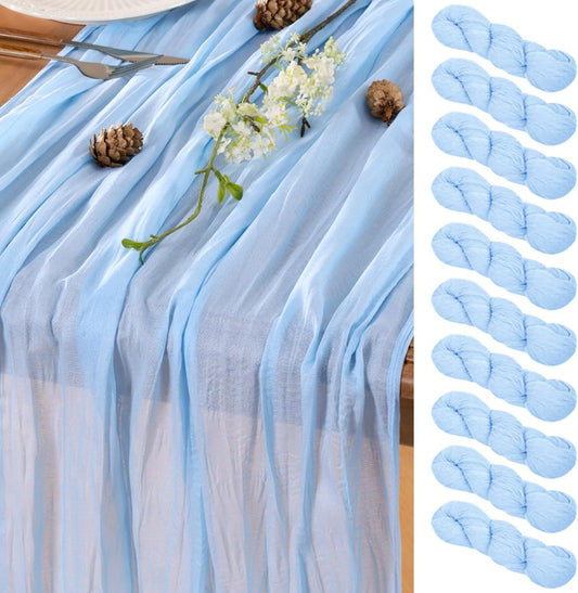 Light Blue Table Runner Cheesecloth Table Runners 10 Pack 10FT Baby Shower Decoration 120 Inches Fall Table Decor Dining Room Centerpiece Wedding Boho Baby Shower Birthday