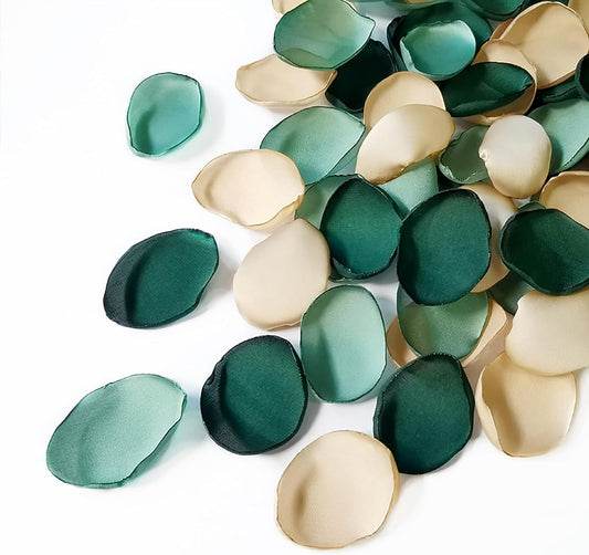 400pcs Satin Silk Rose Petals, Artificial Wedding Petals for Aisle/Table Centerpiece/Flower Girl Basket, Handmade and Reusable Flower Petals for DIY Party/Valentine's Day/Bridal Shower (Forest Meadow)