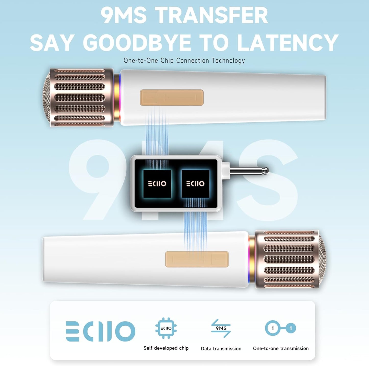 Wireless Microphones, Microphone with One-to-One Chip Connection, Controllable LED Lights, 40H Duration, 200FT Range Free Sing, Volume Control Microphone for Singing, Speech, Home Party, Youtube