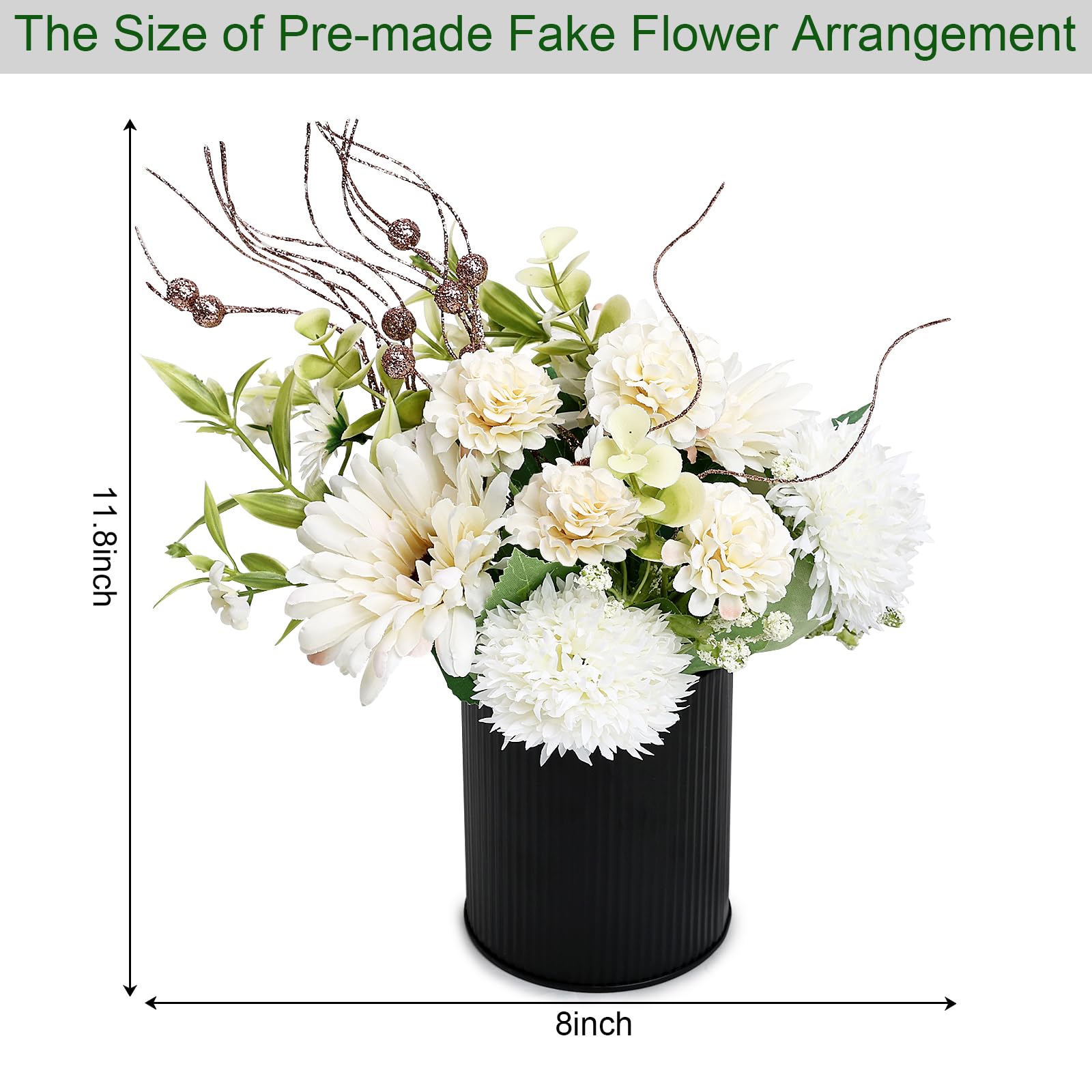 DIYDOFUN Ivory White & Rose Gold Flower Table Centerpieces, Set of 6