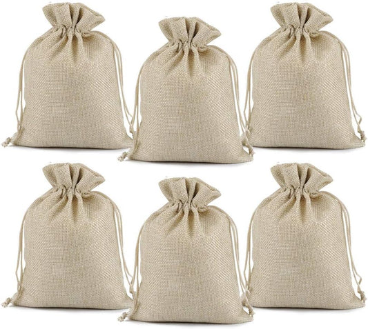 Lucky Monet 25/50/100PCS Burlap Gift Bags Wedding Hessian Jute Bags Linen Jewelry Pouches with Drawstring for Birthday, Party, Wedding Favors, Present, Art and DIY Craft (50Pcs, Cream, 5” x 7”)