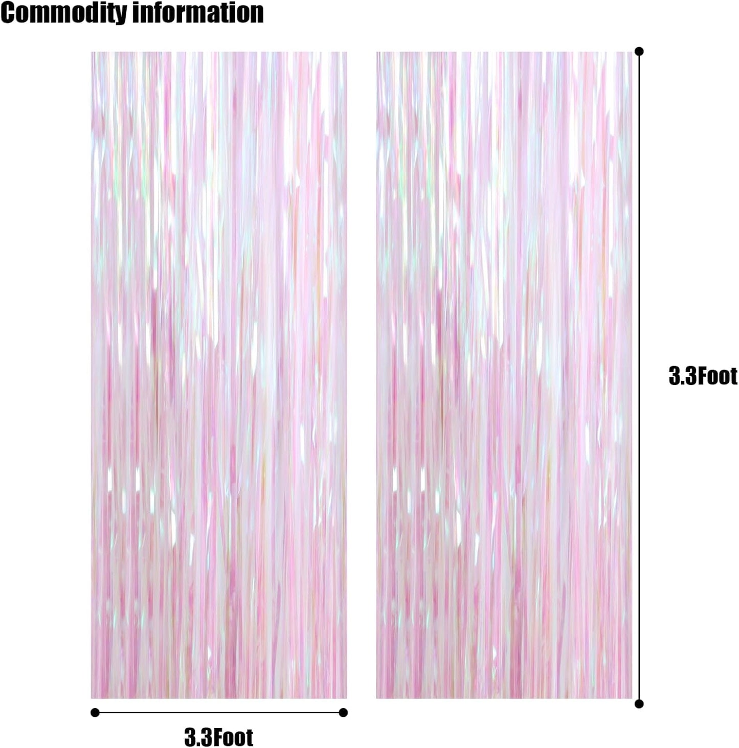 CANREVEL 2 Pack 3.2x6.5 Feet Iridescent Foil Fringe Backdrop Curtains, Clear Tinsel Photo Booth Props Streamers Party Decorations for Birthdays Engagement Christmas Party