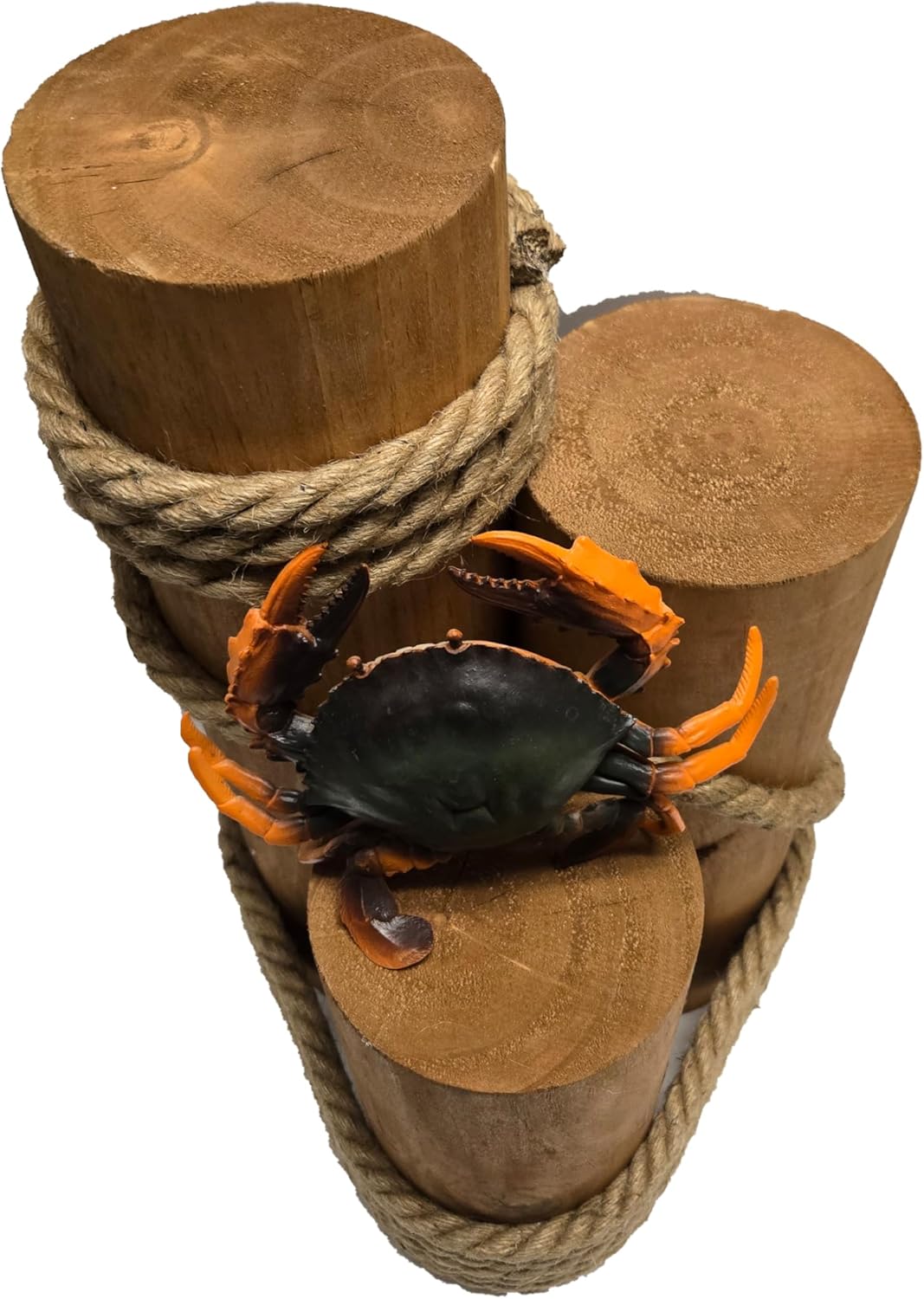 Set of 3 Nautical Wood Piling Decorations – Real Wooden Pier Posts for Coastal, Marine, or Nautical Decor - Huge 5” Diameter Stumps for Beach Home Decor