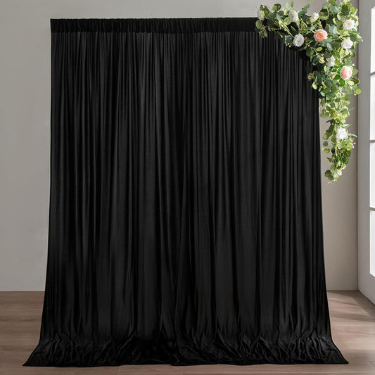 10ft×9ft Black Backdrop Curtain, Wrinkle Free Thick Polyester Drapes for Backdrop, 2 Panels 5ft x 9ft Photo Backdrop Curtains for Parties Birthday Wedding Graduation Photography Background Cloth