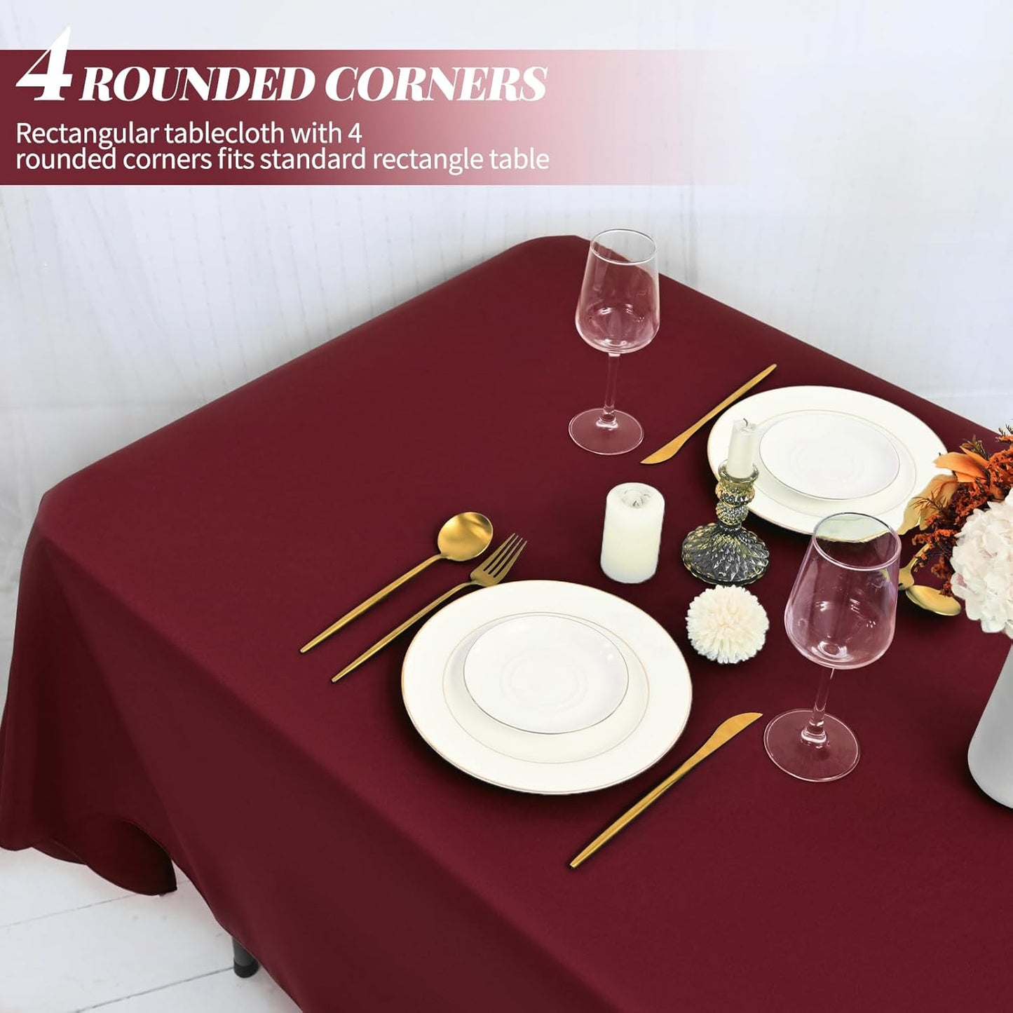 12 Pack Polyester Tablecloth Rectangle Tablecloth 60 x 102 Inch Burgundy Tablecloth for 6 Ft Rectangle Tables, Washable Fabric Table Covers Polyester Table Clothes for Wedding Parties Banque