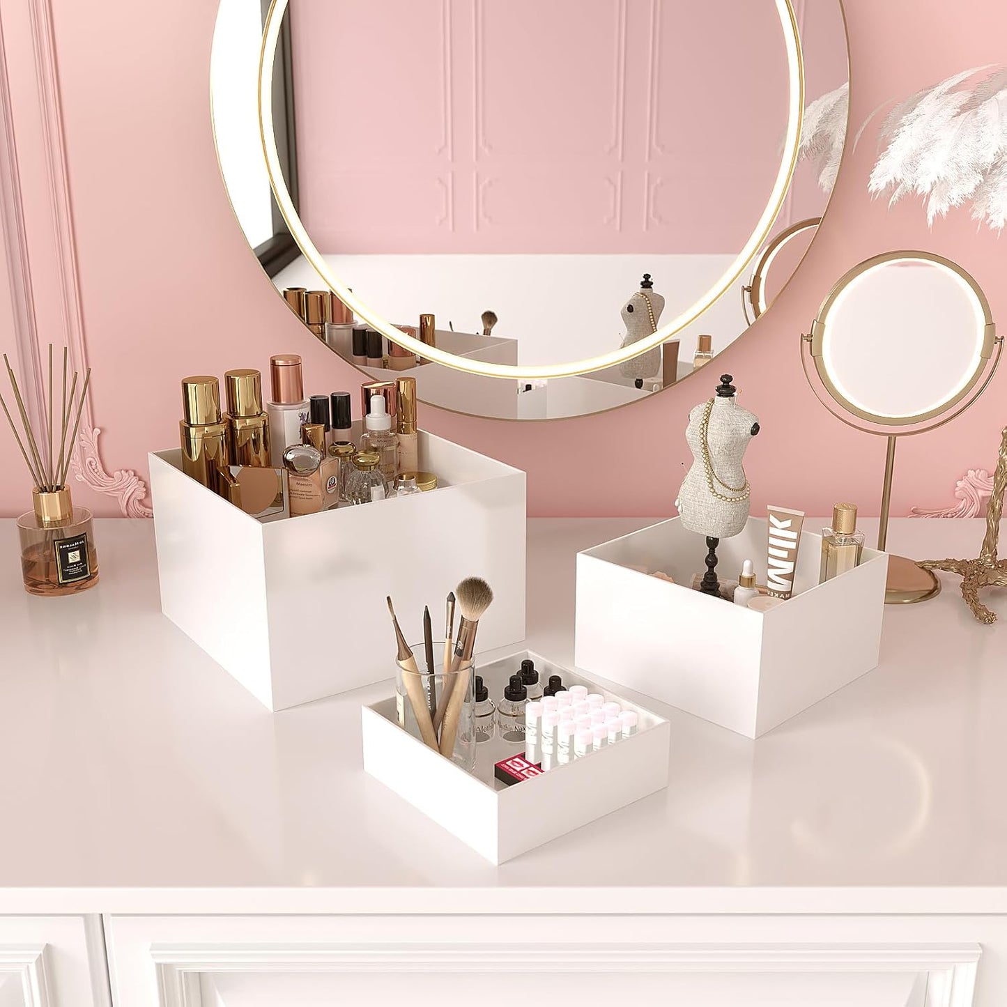 PecMuikee Buffet Risers, Food Risers for Buffet Table, Display Stand Shelf for Catering Dessert Collectibles Jewelry Figures Show, Acrylic Cube Display Nesting Risers with Hollow Bottoms 3PCS 8"9"10"