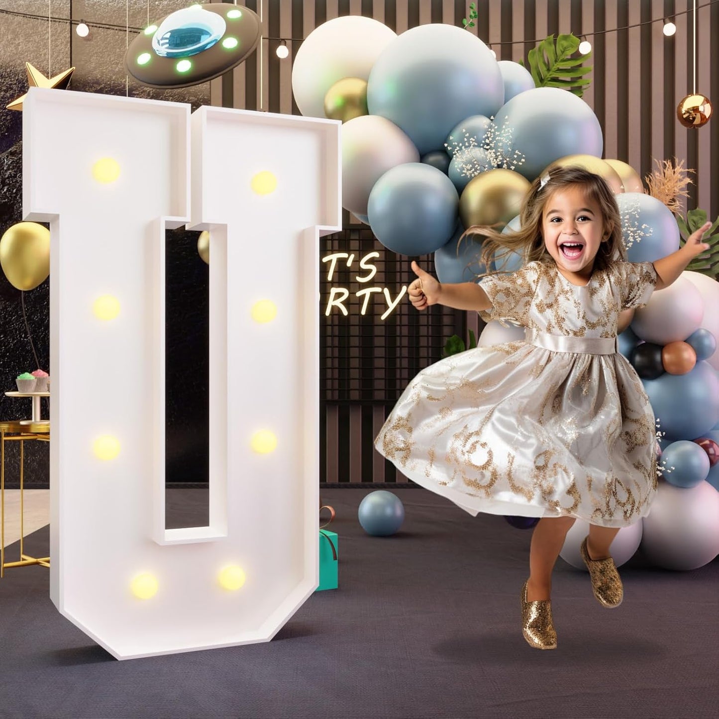 imprsv Marquee Light Up Letters, 3FT Marquee Letters for Birthday Baby Shower Wedding Decorations Light Up Letters for Engagement Party Decor, Large Marquee Letters for Party Decorations, Letter U