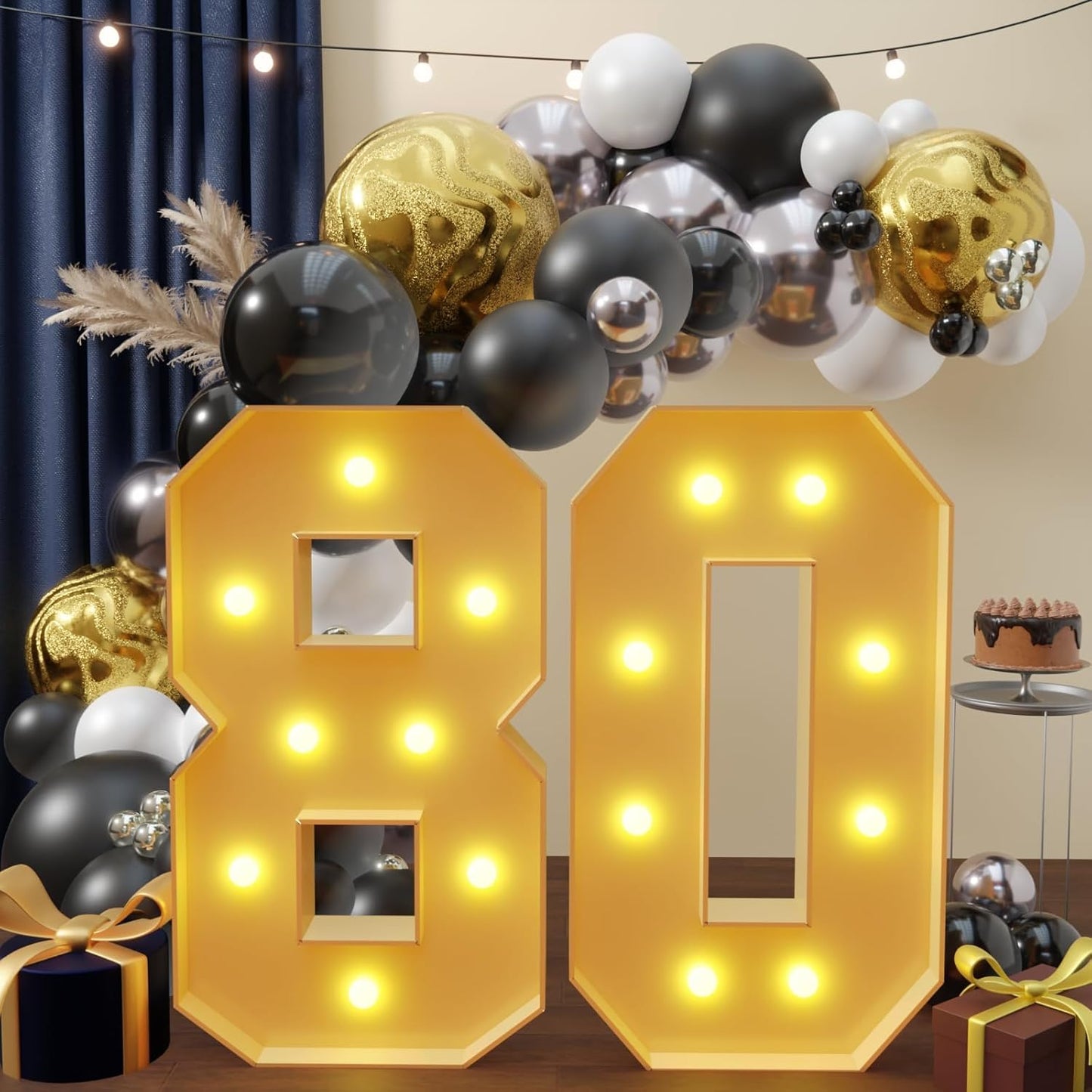 imprsv 3FT Light Up Numbers, Marquee Numbers 80th Birthday Decorations for Women Men, Large Light Up 80 Birthday Women Foam Board Anniversary Party Decorations Arch Kit (DIY)