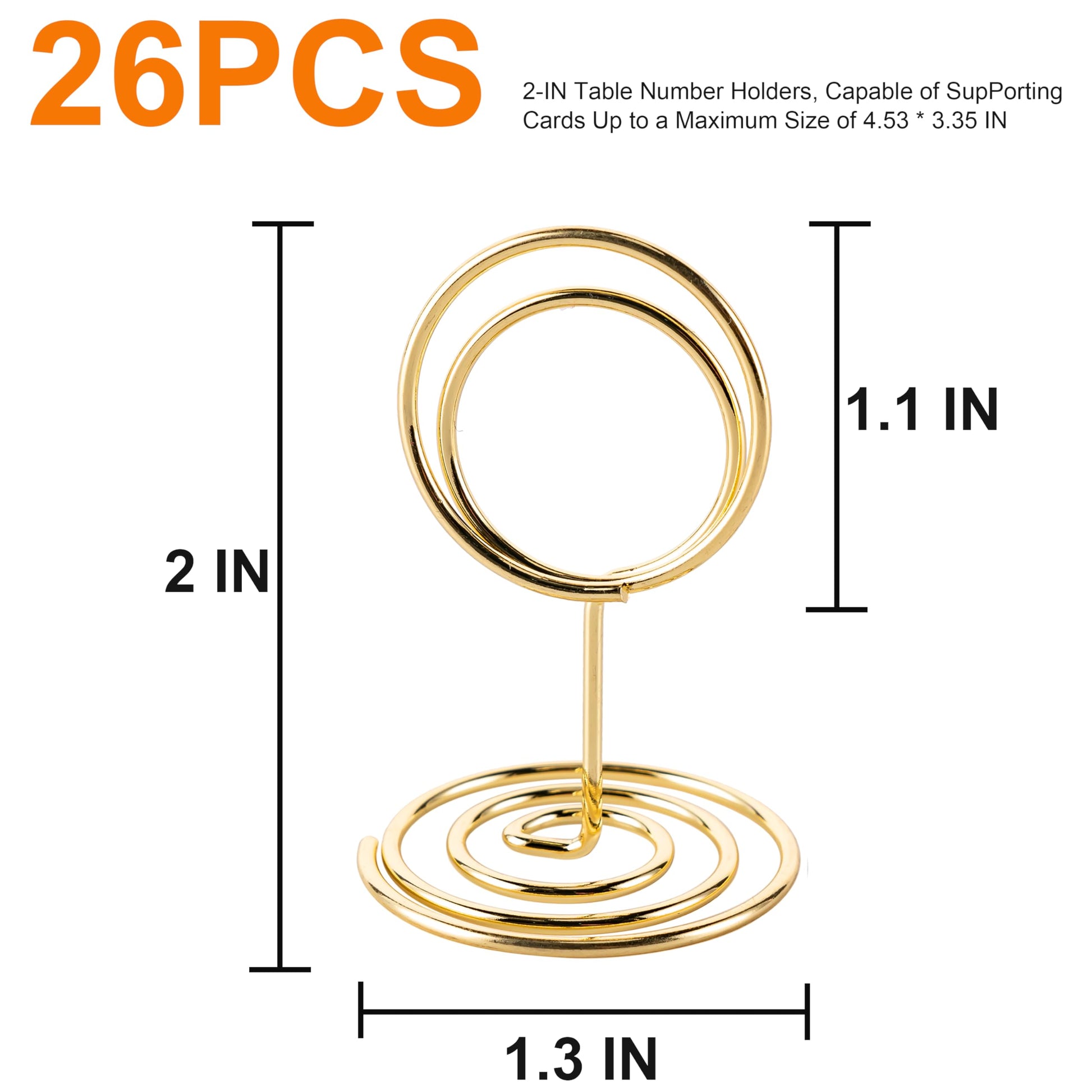 Table Number Holders, 26PCS Place Card Holder, Photo Holder (2" Gold)