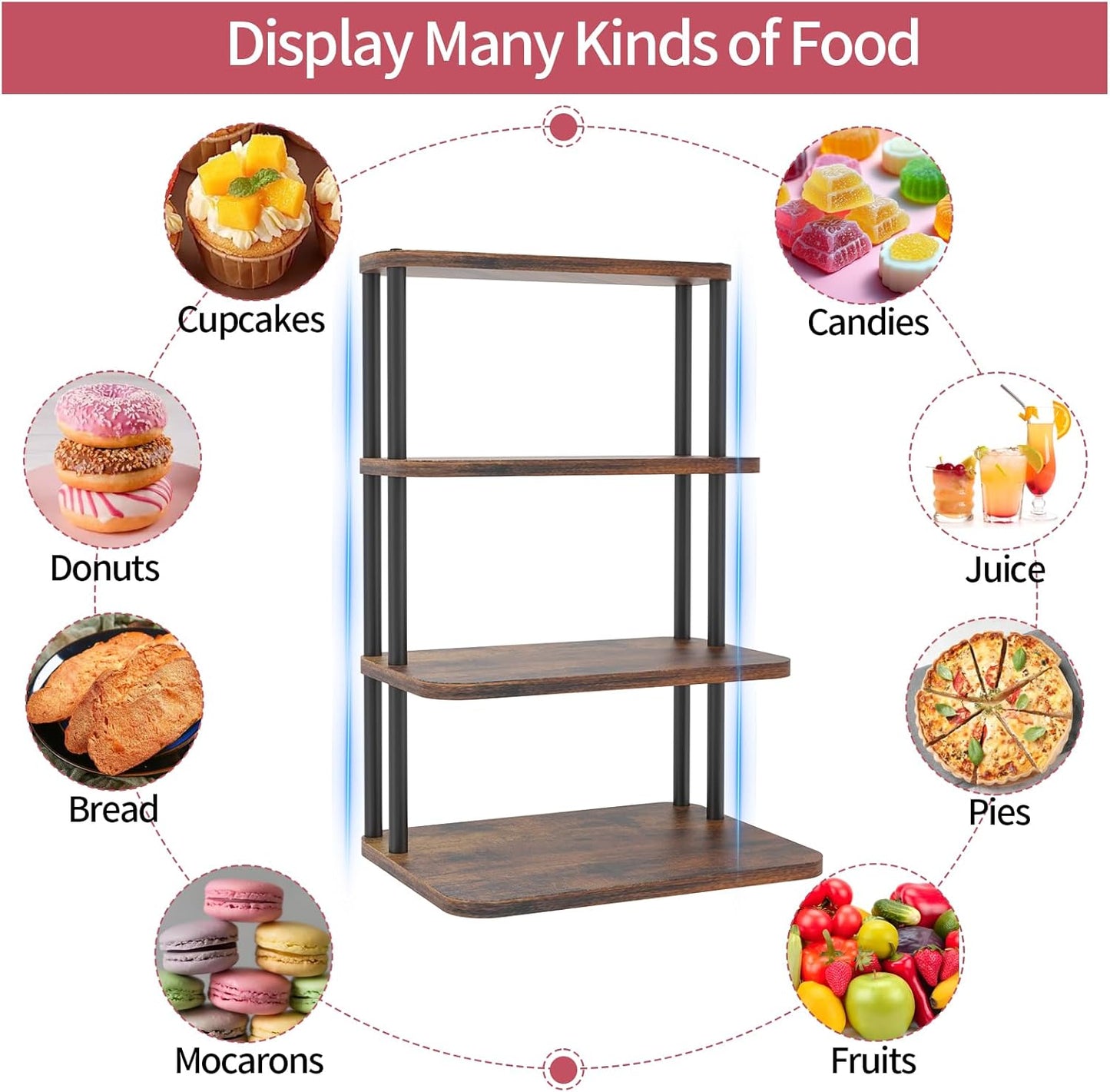 Cupcake Stand, 4 Tier Cupcake Stand for 50 Cupcakes, Wood Cake Stand, Rustic Dessert Table Display Set Tiered Tray Stand, Serving Tray Cake Stands for Party Wedding Birthday