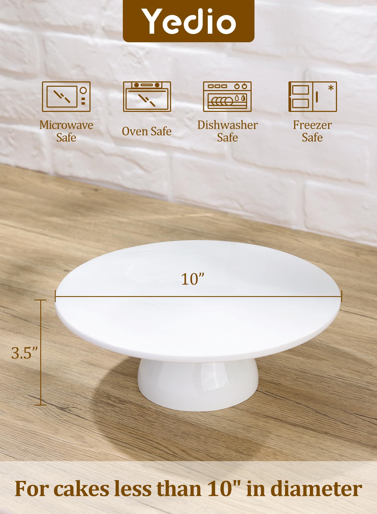 Yedio Porcelain Cake Stand, 10 in Round Cake Display Pedestal Stands, White