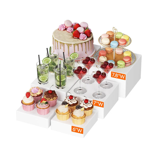 Lifewit Buffet Risers and Stands Up to 7.8", Food Risers for Buffet Table, Catering Dessert Cake Stand for Party, Collectibles Jewelry Display Stand, White Cube Boxes Nesting Risers, 6 PCS