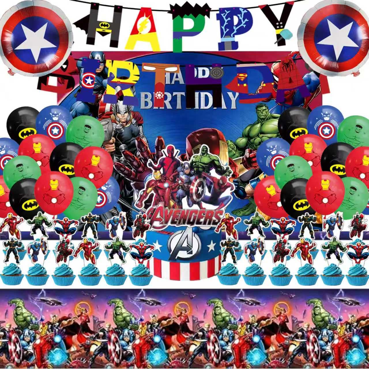 46Pcs superhero Birthday Party Supplies, Avengers Party Decorations Set Include Banner, Backdrop