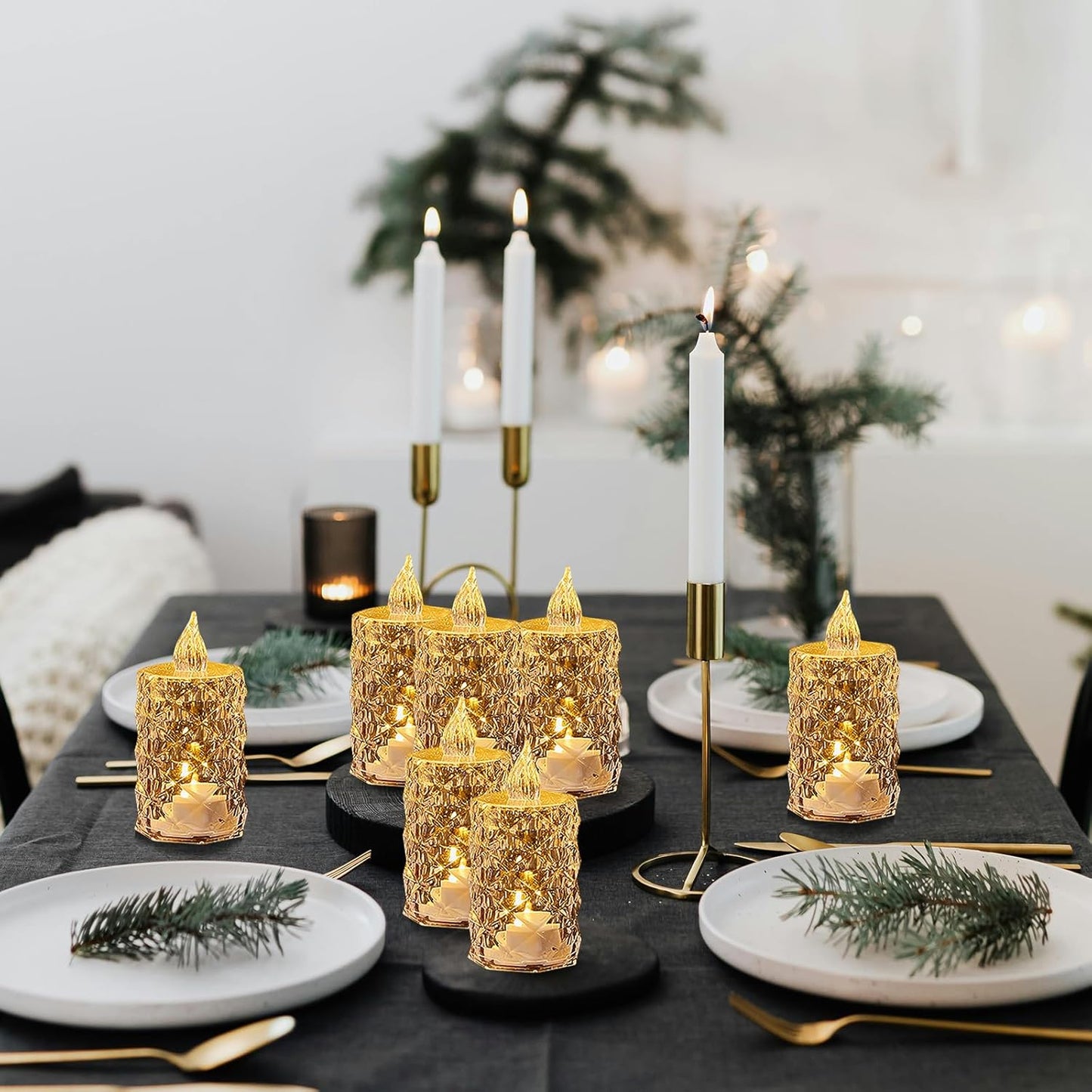 12-Pack Tea Lights Candles Battery Operated,Realistic Flicker & 200+ Hour Runtime - for Centerpieces, Weddings, Halloween, Christmas Decorations & Home Decor