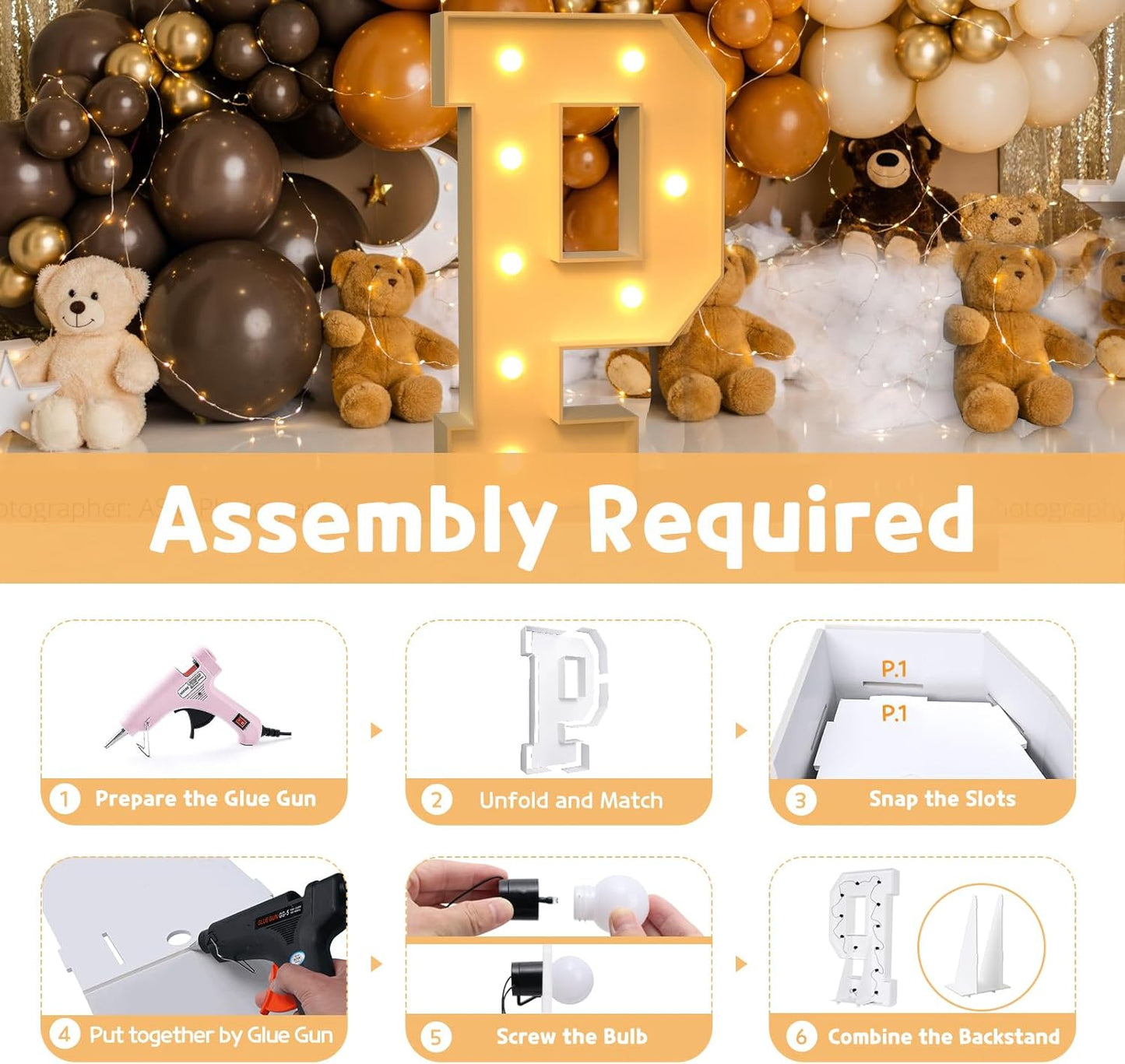 imprsv Marquee Light Up Letters, 3FT Marquee Letters for Birthday Baby Shower Wedding Decorations Light Up Letters for Engagement Party Decor, Large Marquee Letters for Party Decorations, Letter P