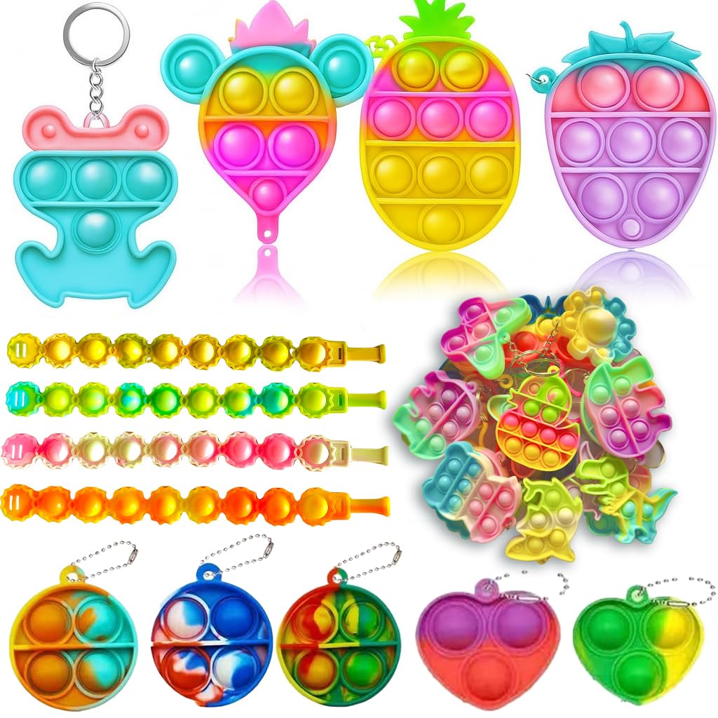 160 Pcs Fidget Toys Party Favors Pack, Randomly Selected Pop Sensory Set Gifts Stickers for Kids