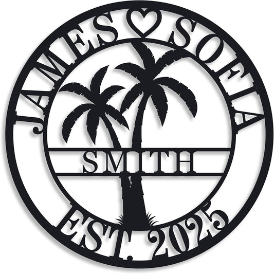 Personalized Metal Palm Tree Sign, Custom Signs Outdoor Palm Tree, Personalized Palm Tree Sign, Metal Palm Anniversary Gift, Palm Tree Metal Wall Art, Custom Metal Sign with Palm Tree