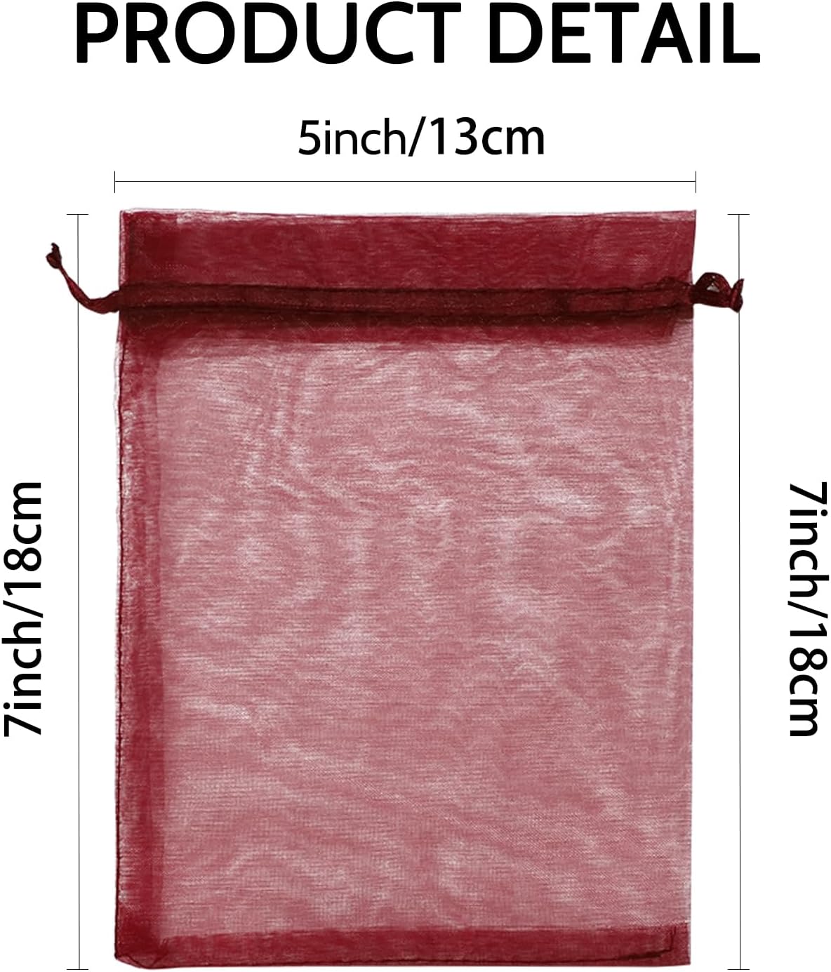 Wudygirl 100 PCS Organza Bags - 5X7 Inch Sheer Organza Bags with Drawstring for Jewelry, Wedding Favor, Candy (Wine Red 5X7)
