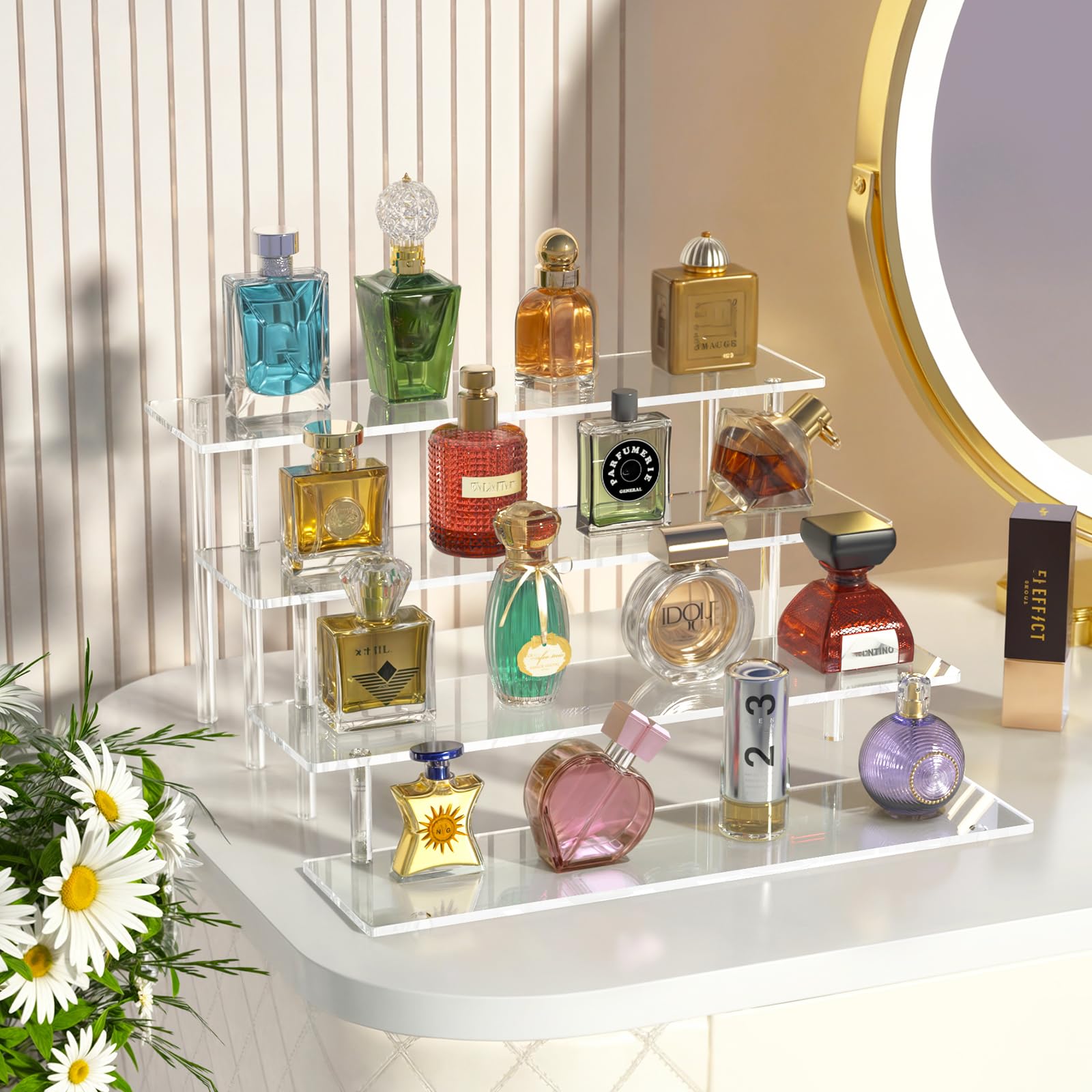 4 Tier Acrylic Display Risers, Clear Perfume Organizer, Cupcake Stand