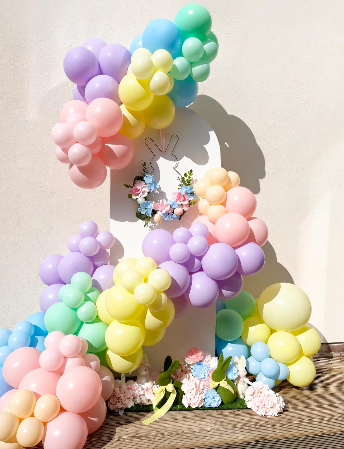 Haolongfa Pastel Rainbow Balloons Arch Garland Kit for Pastel Party Decor